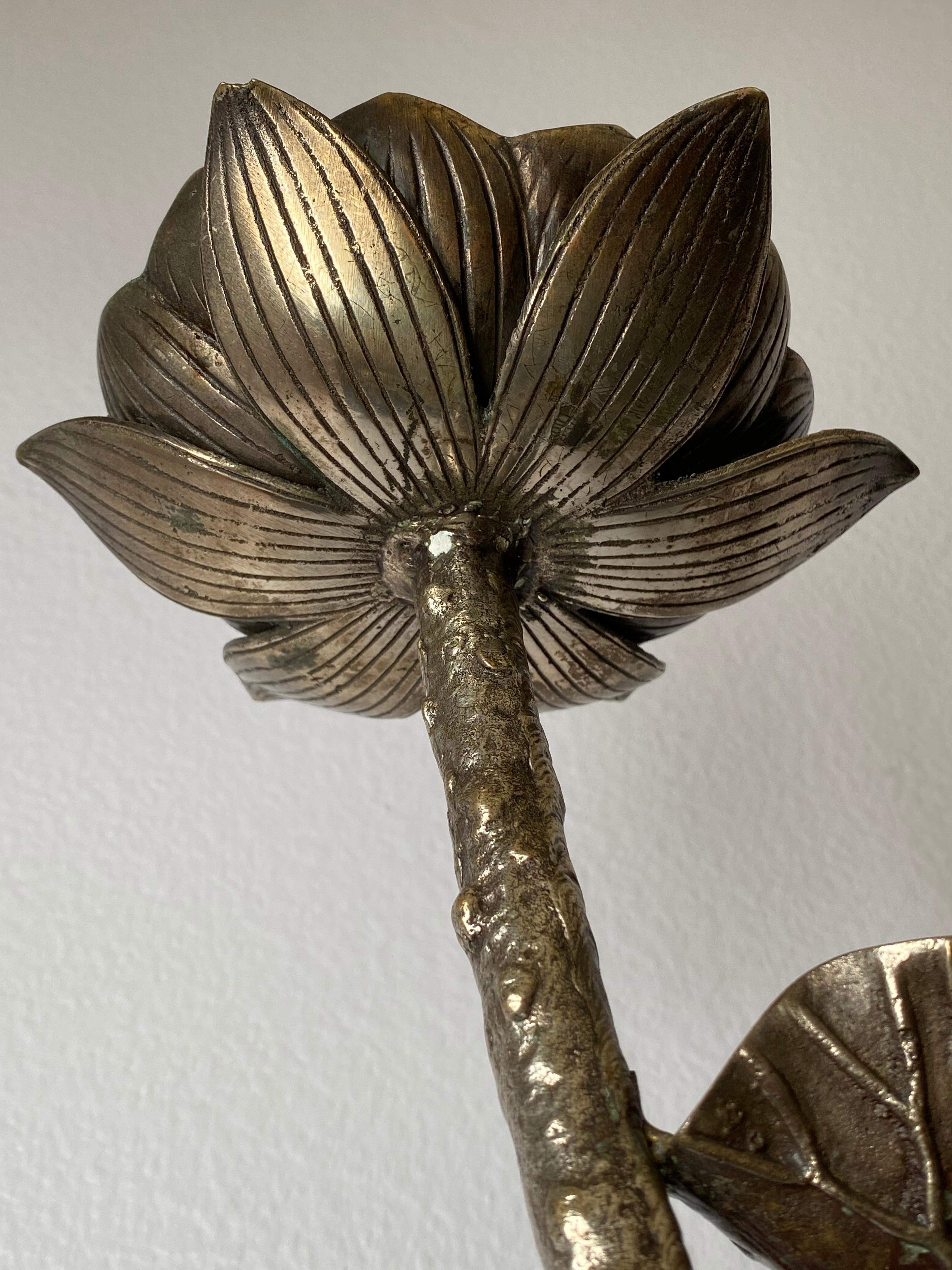 Brutalist Brass Lotus Candleholder 6