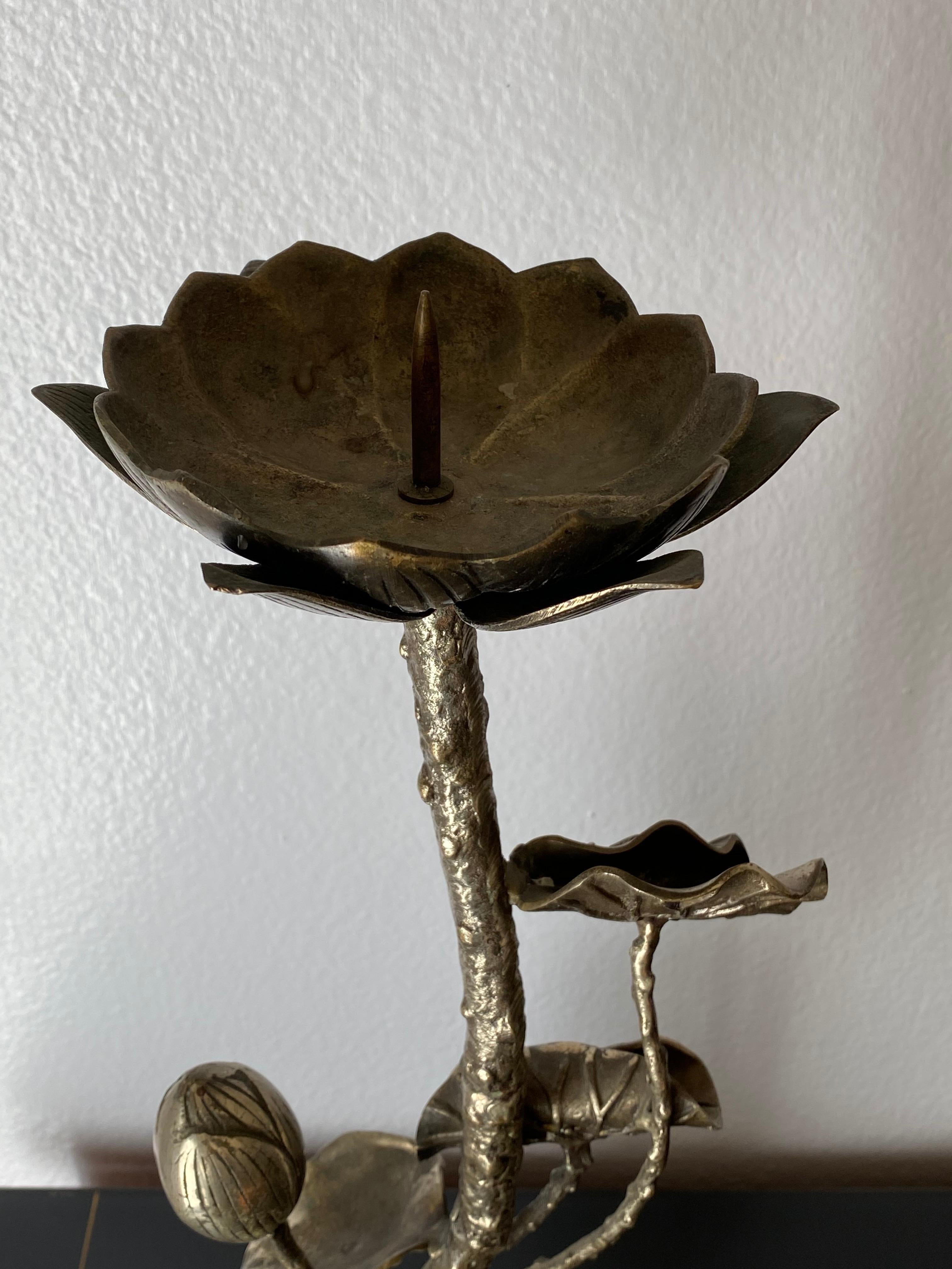 Brutalist Brass Lotus Candleholder 7