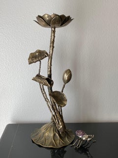 Brutalist Brass Lotus Candleholder