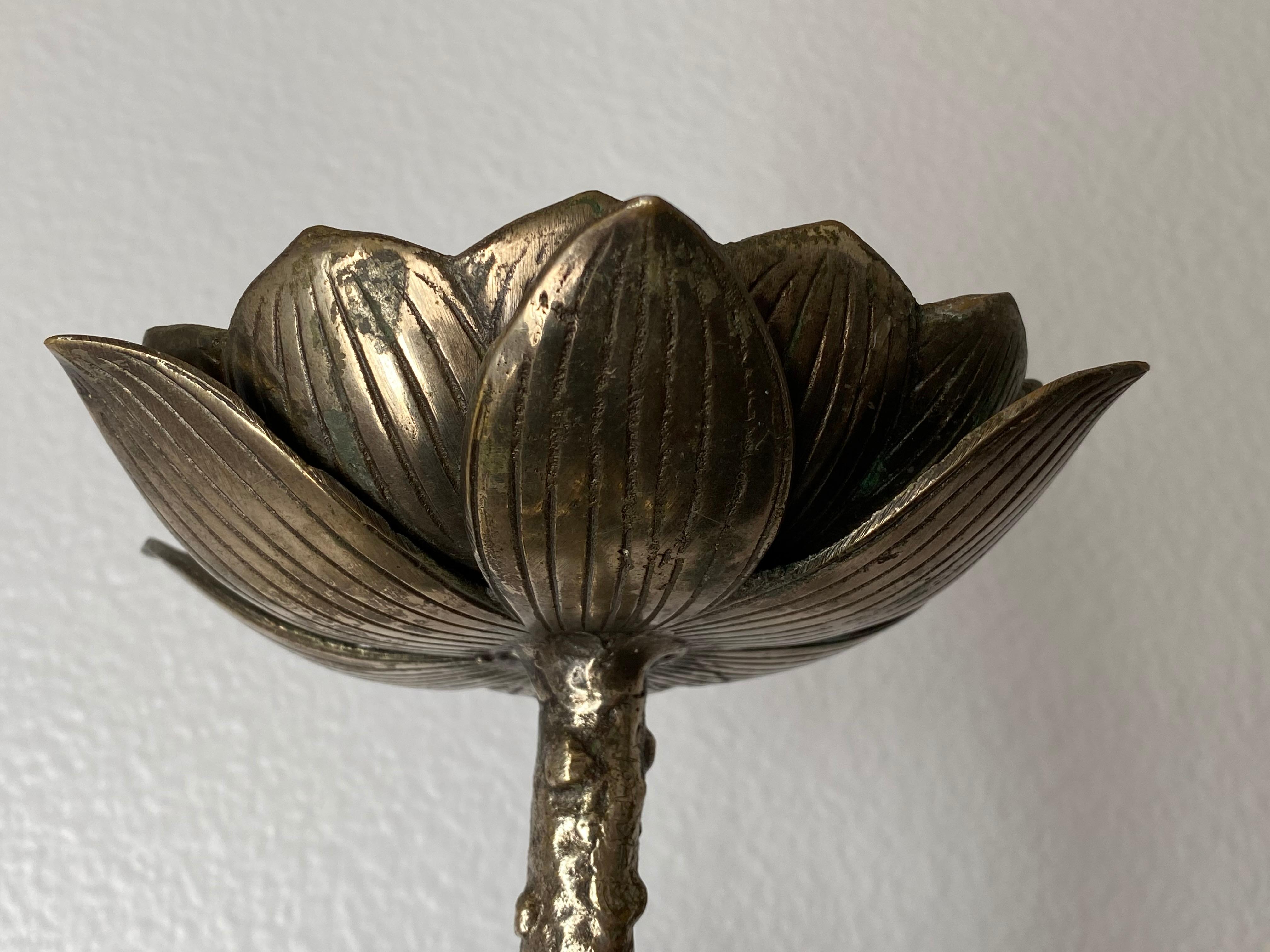 Brutalist Brass Lotus Candleholder 1