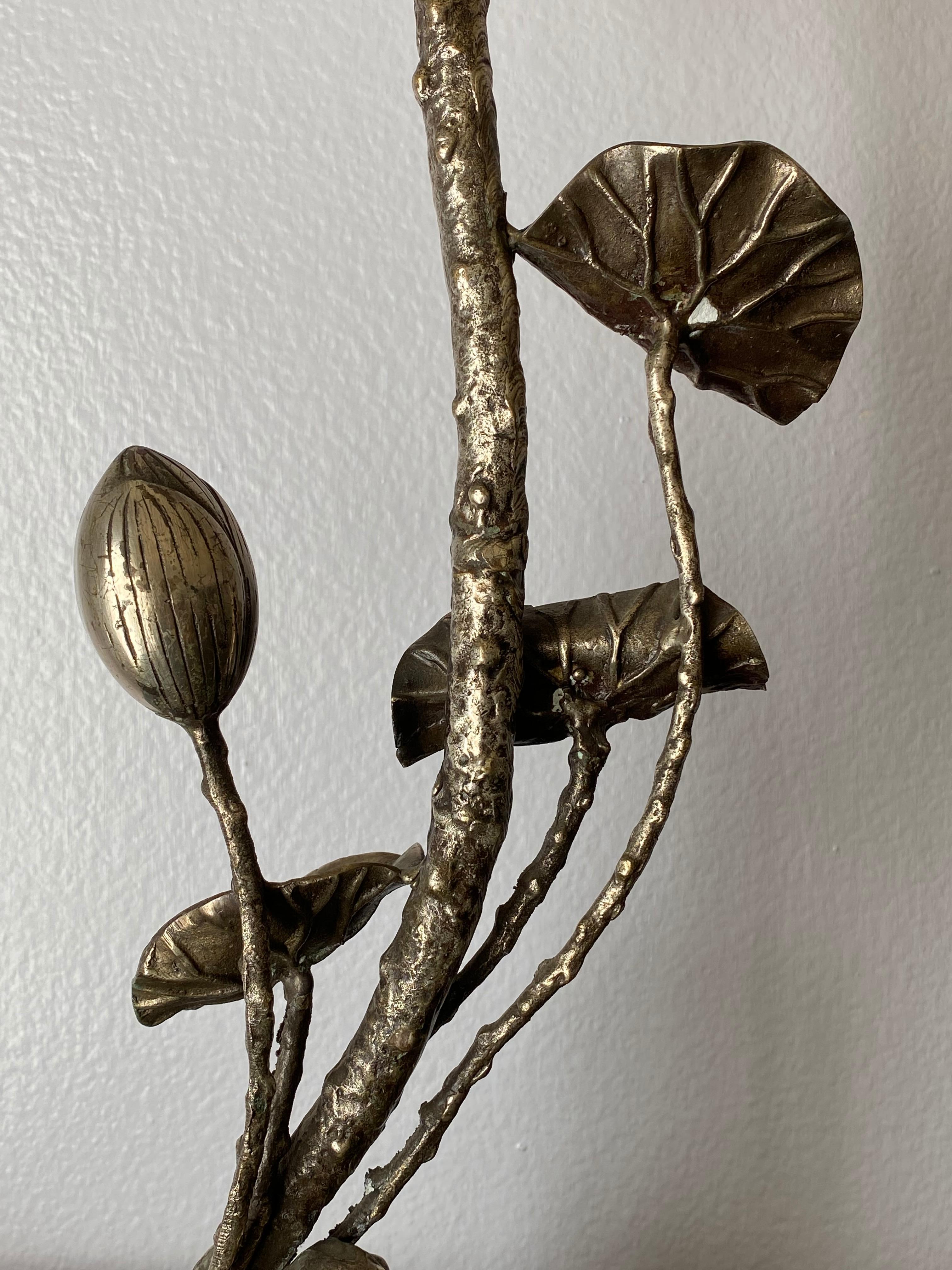 Brutalist Brass Lotus Candleholder 4