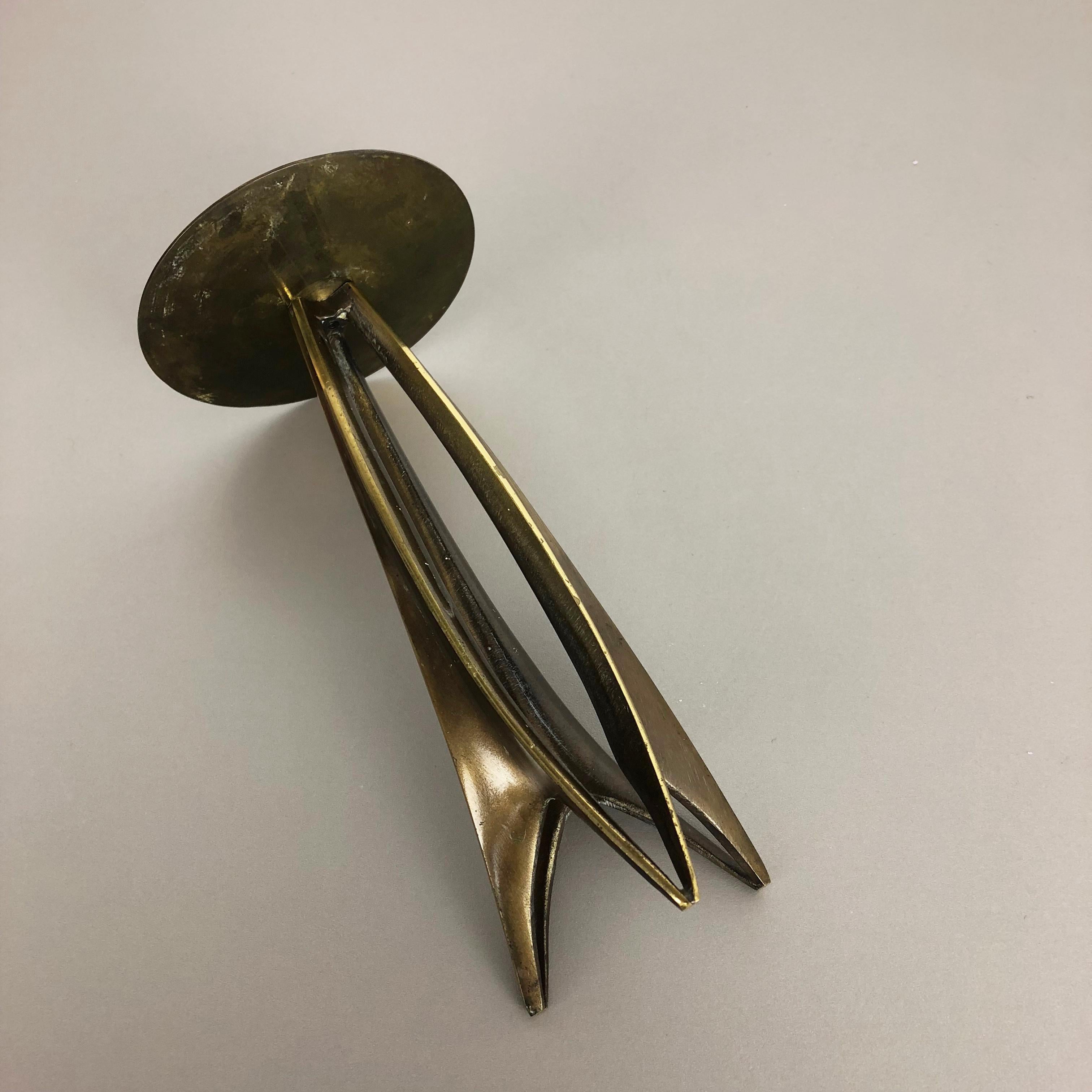 Brutalist Brass Metal Candleholder by Klaus Ullrich for Faber & Schumacher 1950s 4