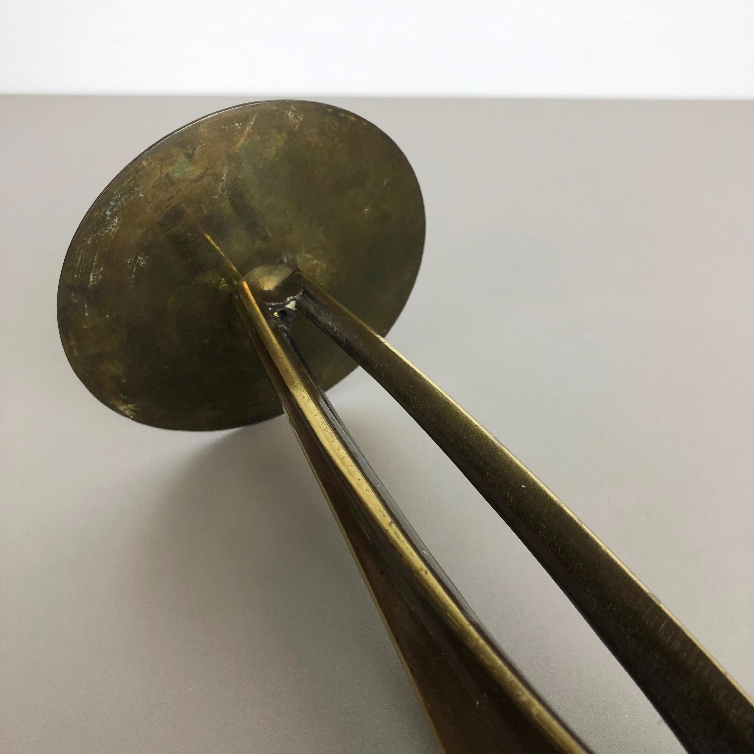 Brutalist Brass Metal Candleholder by Klaus Ullrich for Faber & Schumacher 1950s 5