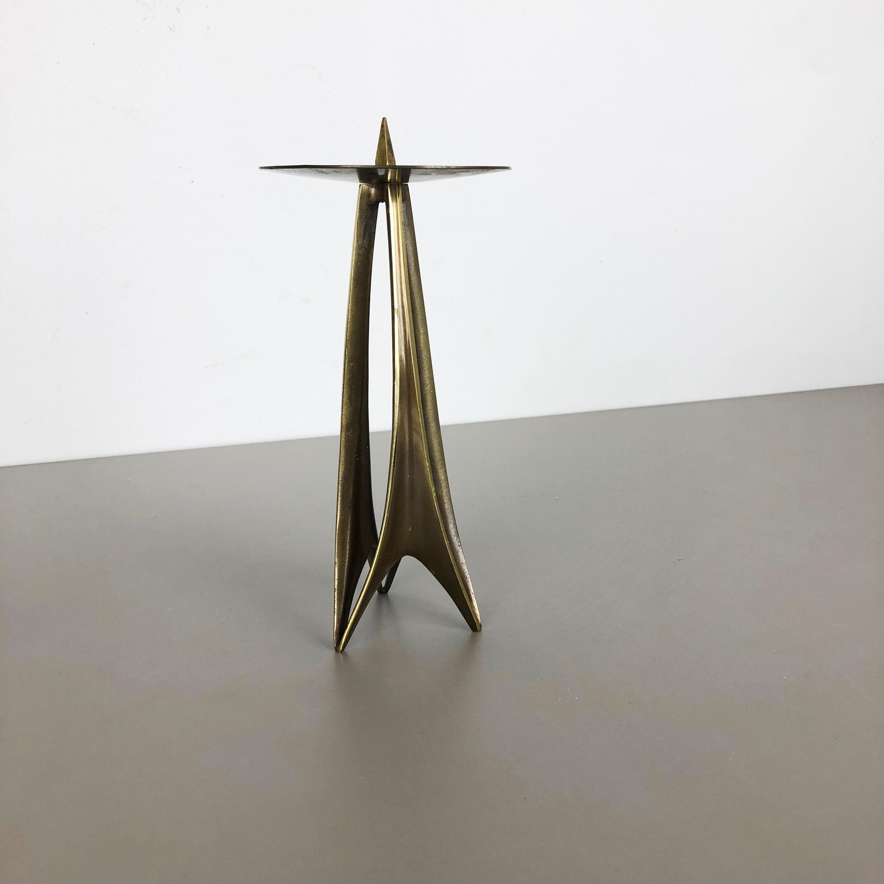 Mid-Century Modern Brutalist Brass Metal Candleholder by Klaus Ullrich for Faber & Schumacher 1950s