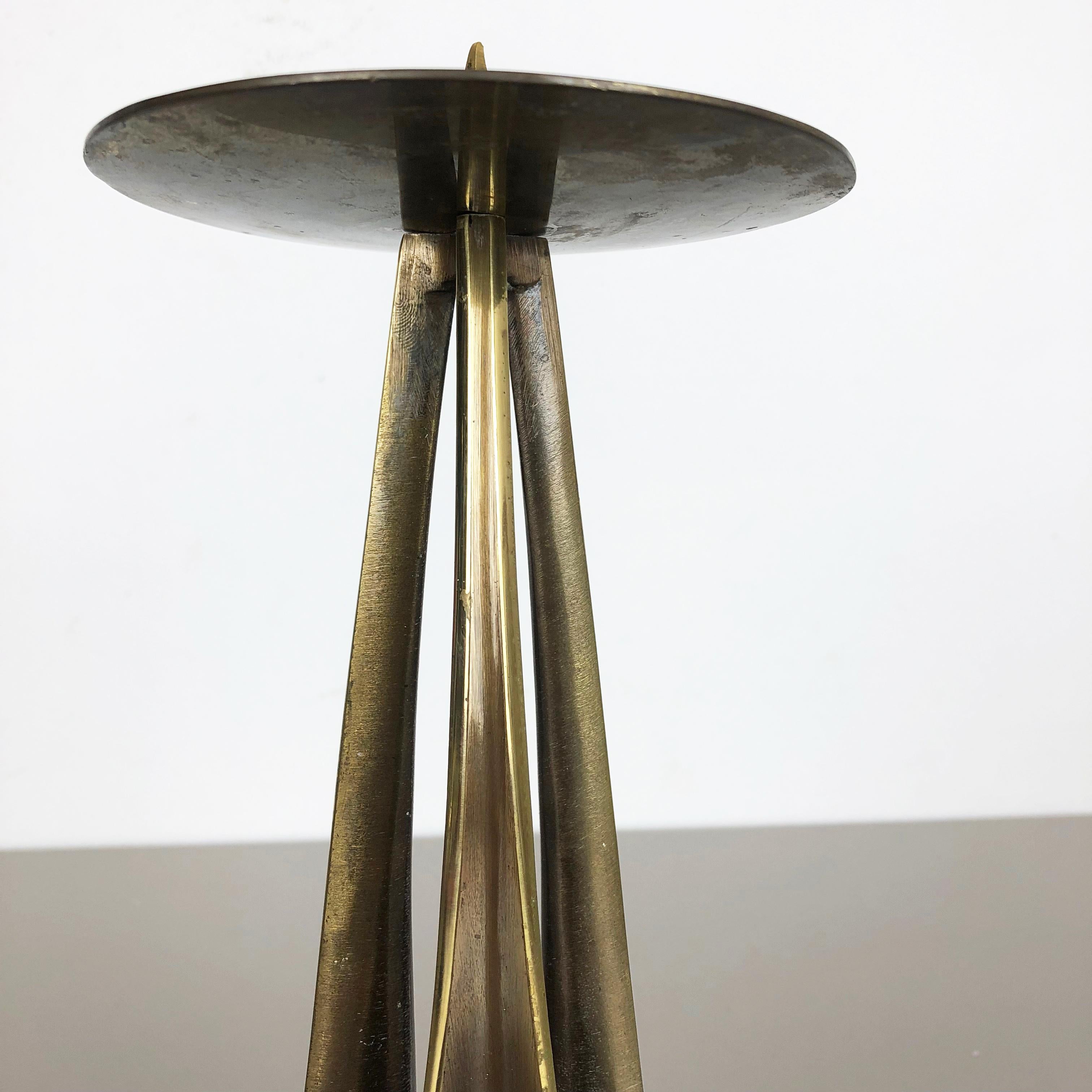 Brutalist Brass Metal Candleholder by Klaus Ullrich for Faber & Schumacher 1950s In Good Condition In Kirchlengern, DE