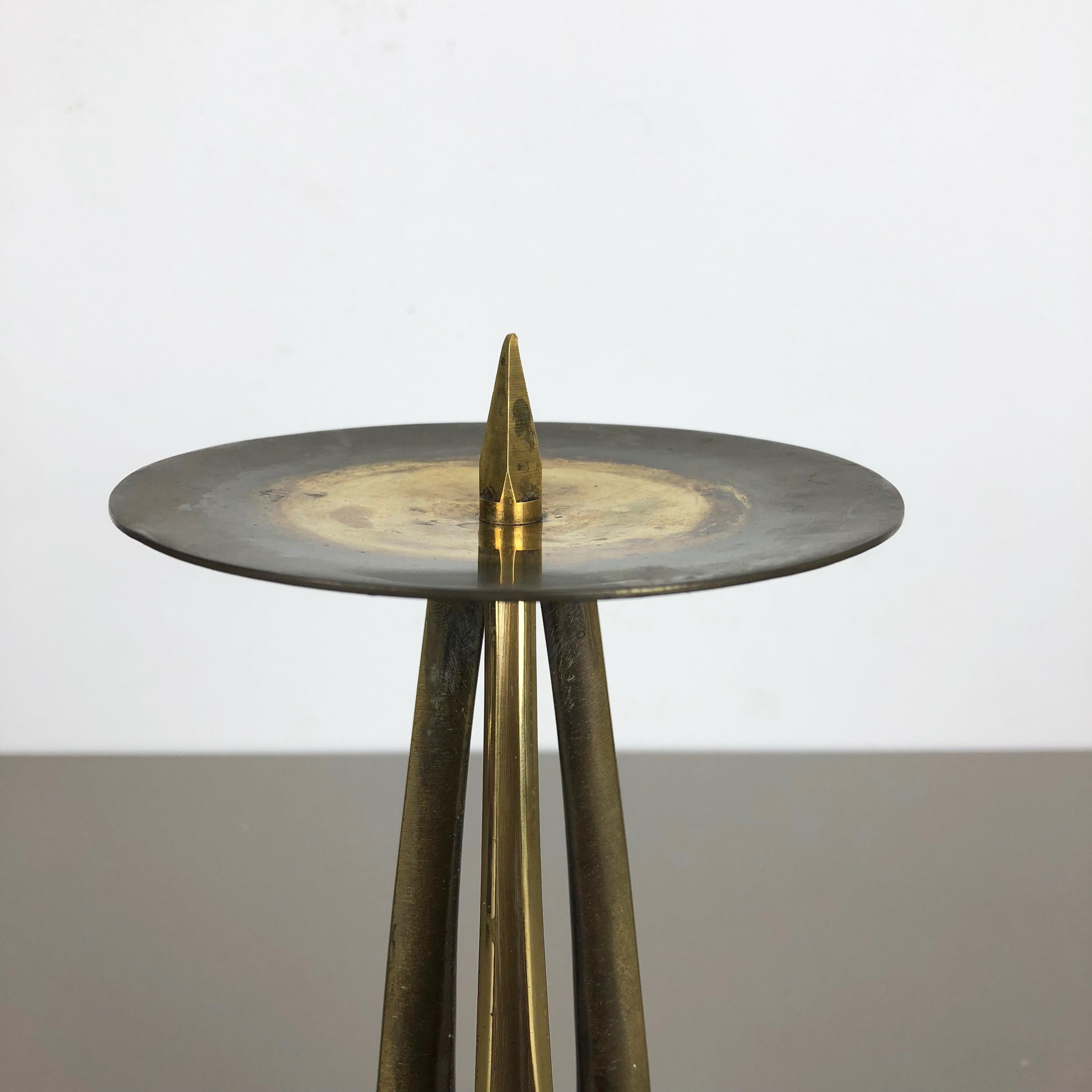 Brutalist Brass Metal Candleholder by Klaus Ullrich for Faber & Schumacher 1950s 1