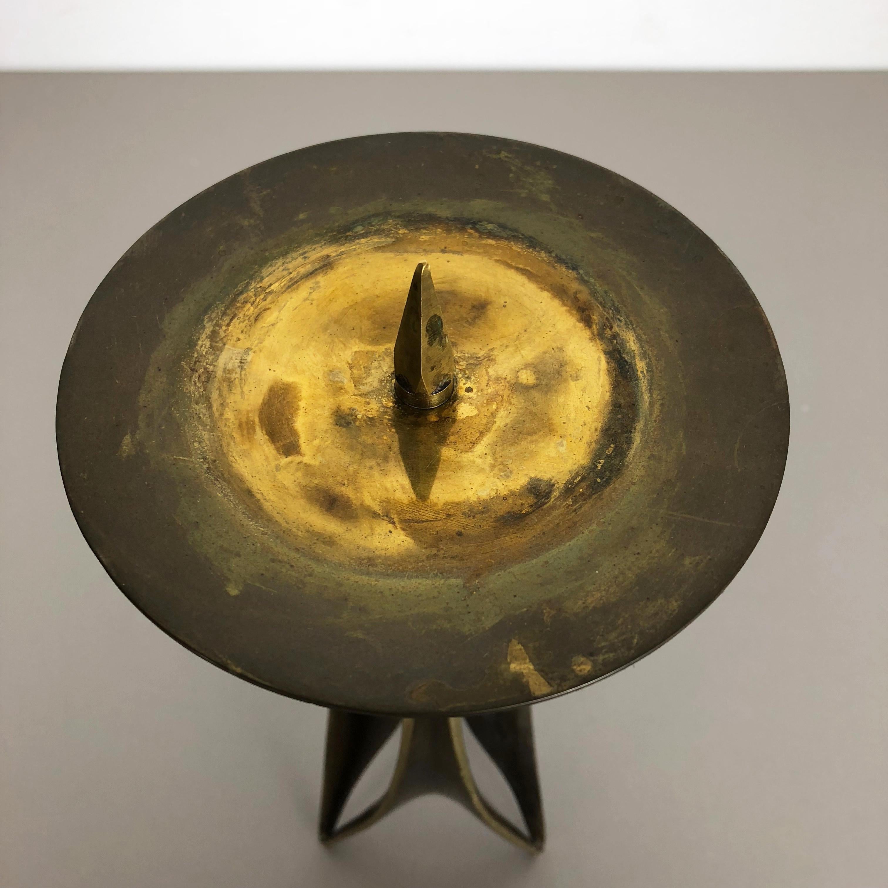 Brutalist Brass Metal Candleholder by Klaus Ullrich for Faber & Schumacher 1950s 2