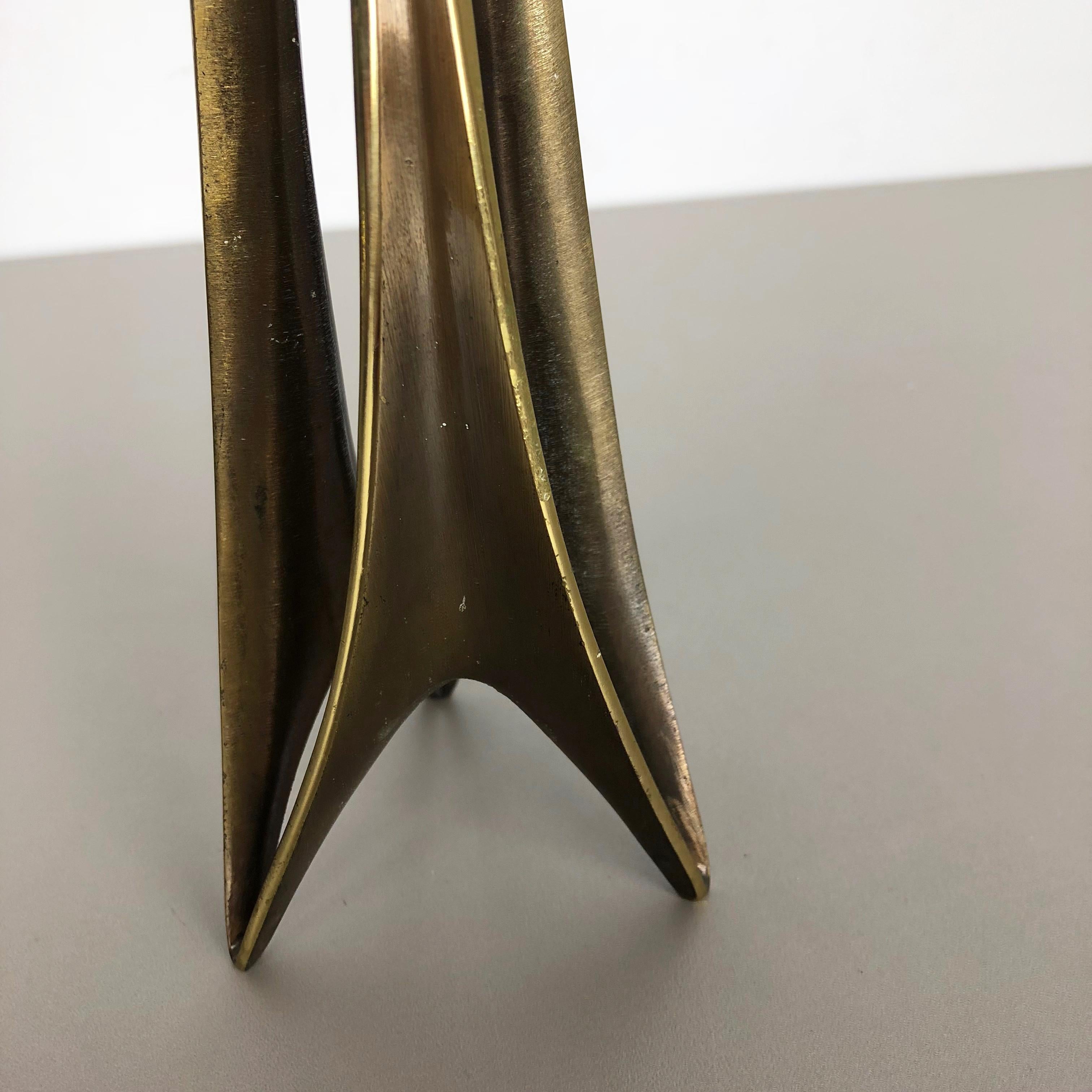 Brutalist Brass Metal Candleholder by Klaus Ullrich for Faber & Schumacher 1950s 3