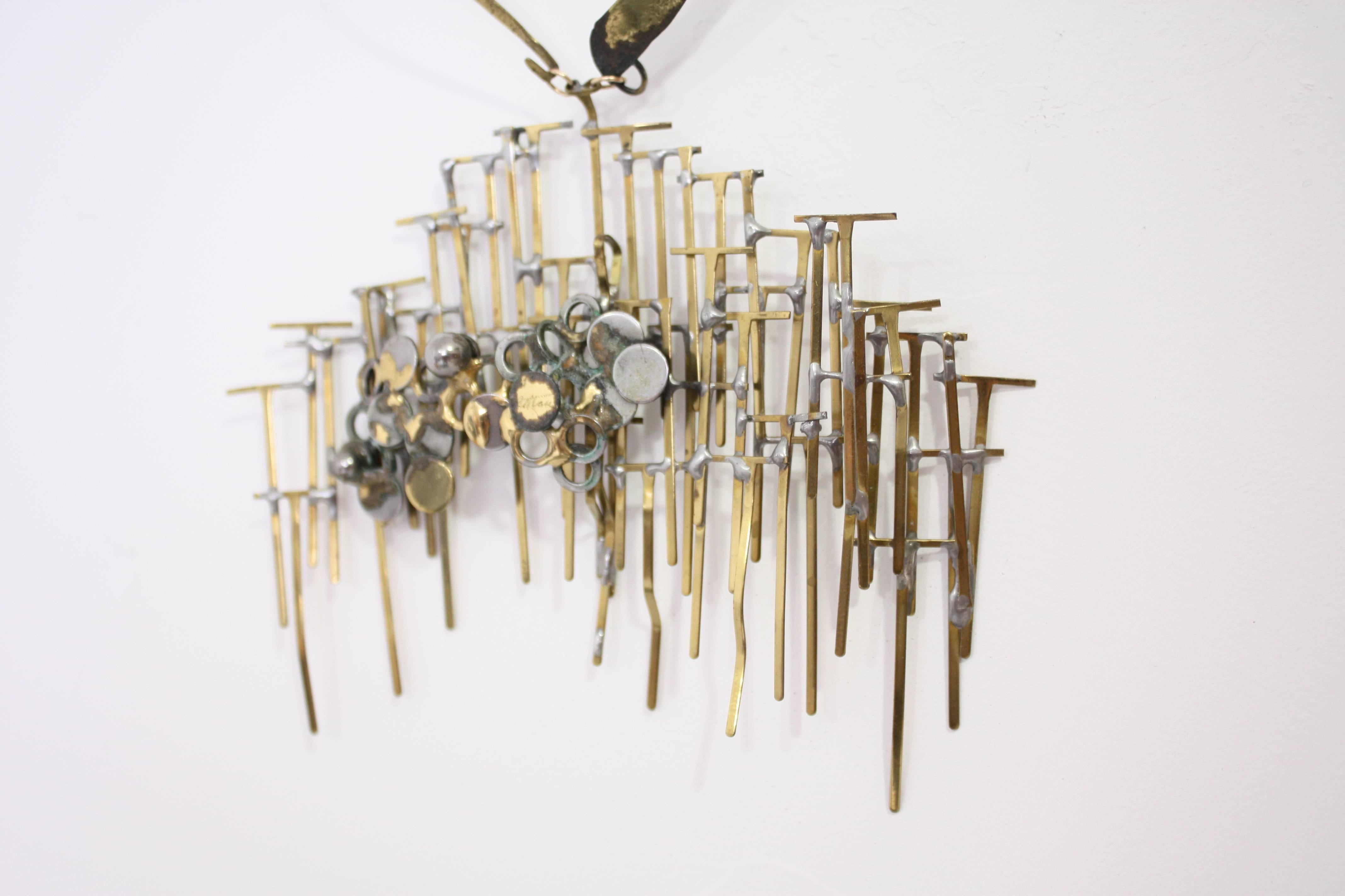 American Brutalist Brass Necklace For Sale