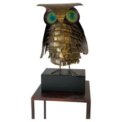 Brutalist Brass Owl Sculpture by Curtis Jere, 1968