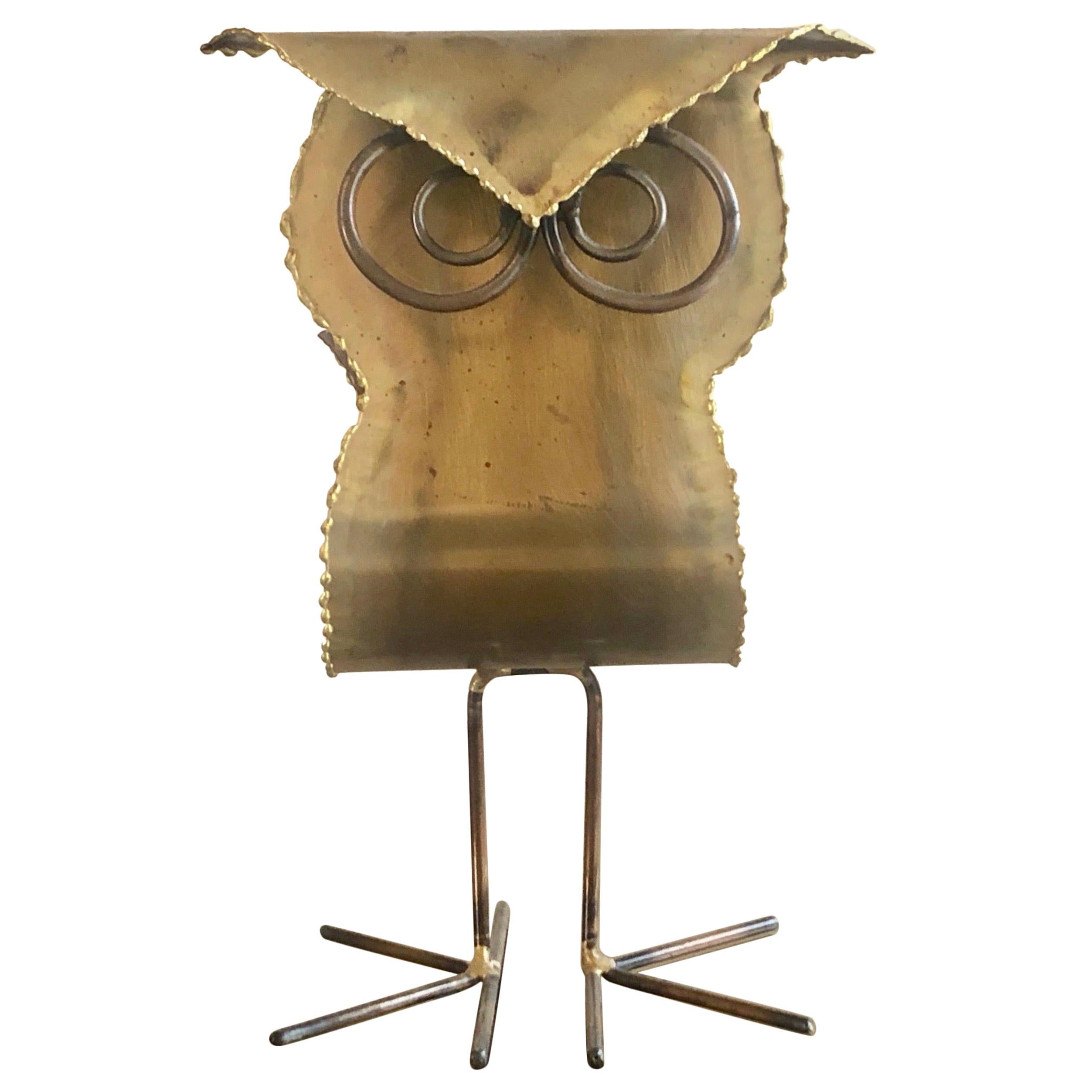 Brutalist Brass Owl Sculpture
