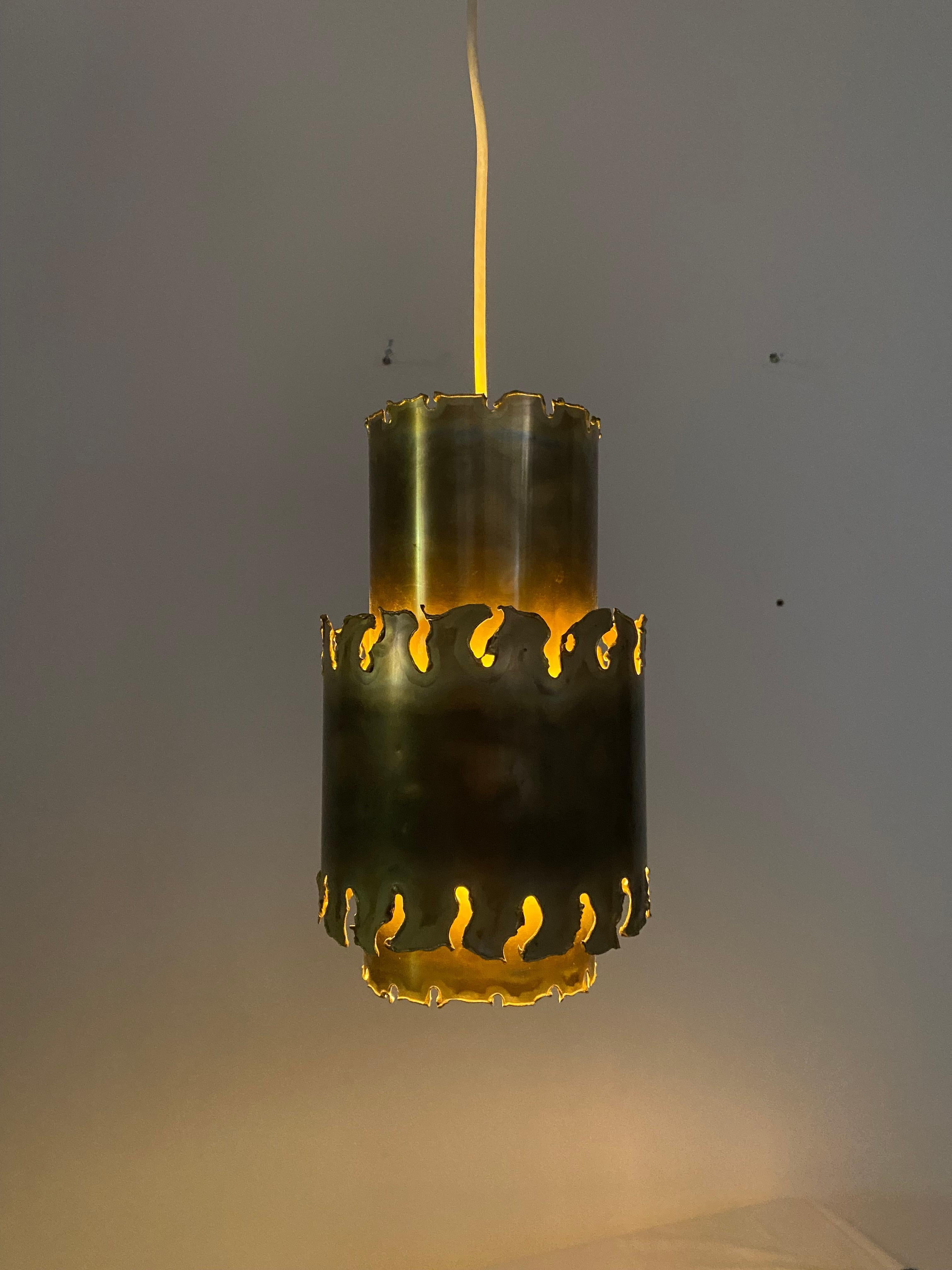 Brutalist Brass Pendant by Svend Aage Holm Sørensen For Sale 7