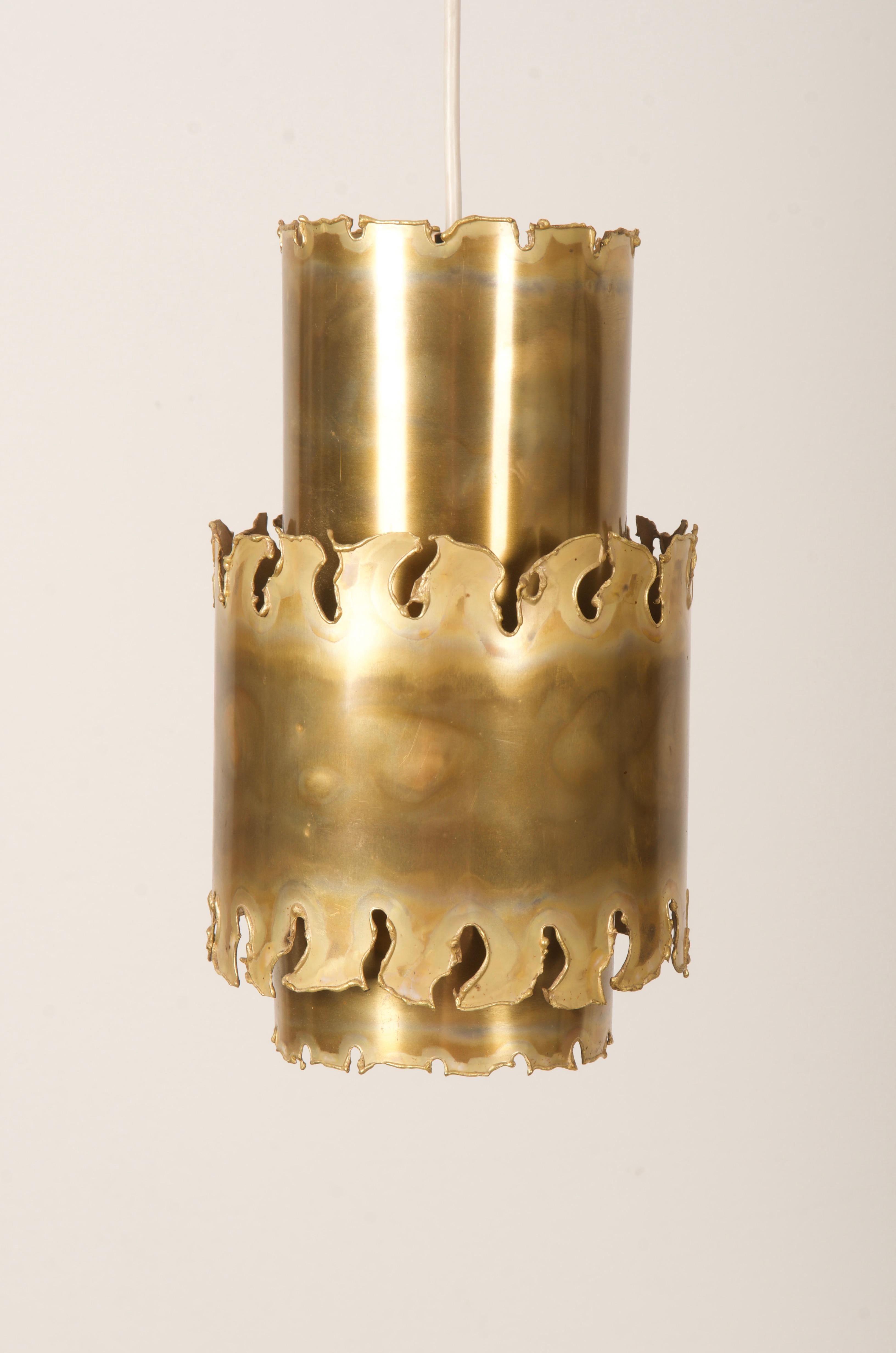 Danish Brutalist Brass Pendant by Svend Aage Holm Sørensen For Sale