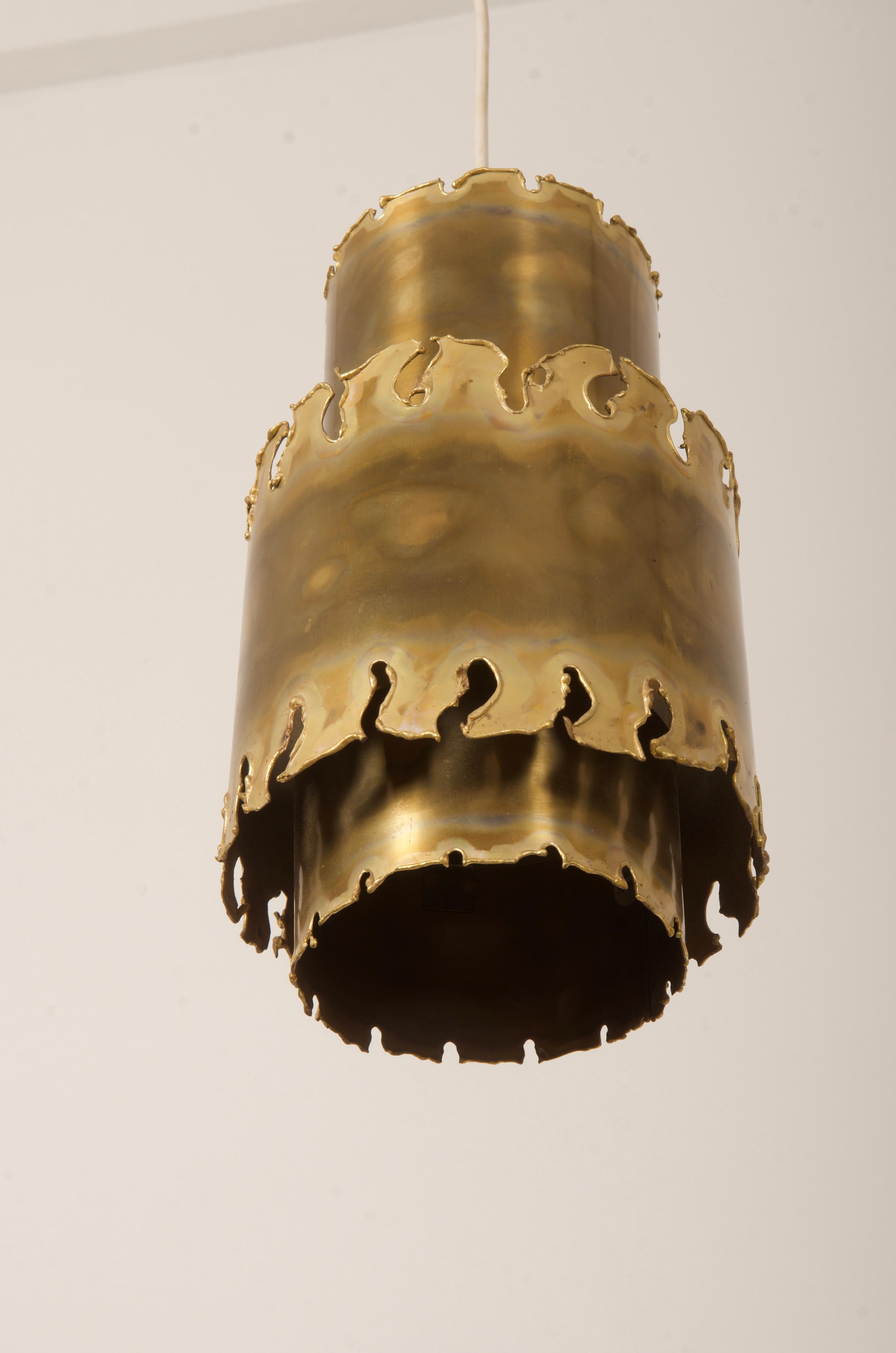 Brutalist Brass Pendant by Svend Aage Holm Sørensen In Good Condition For Sale In Vienna, AT