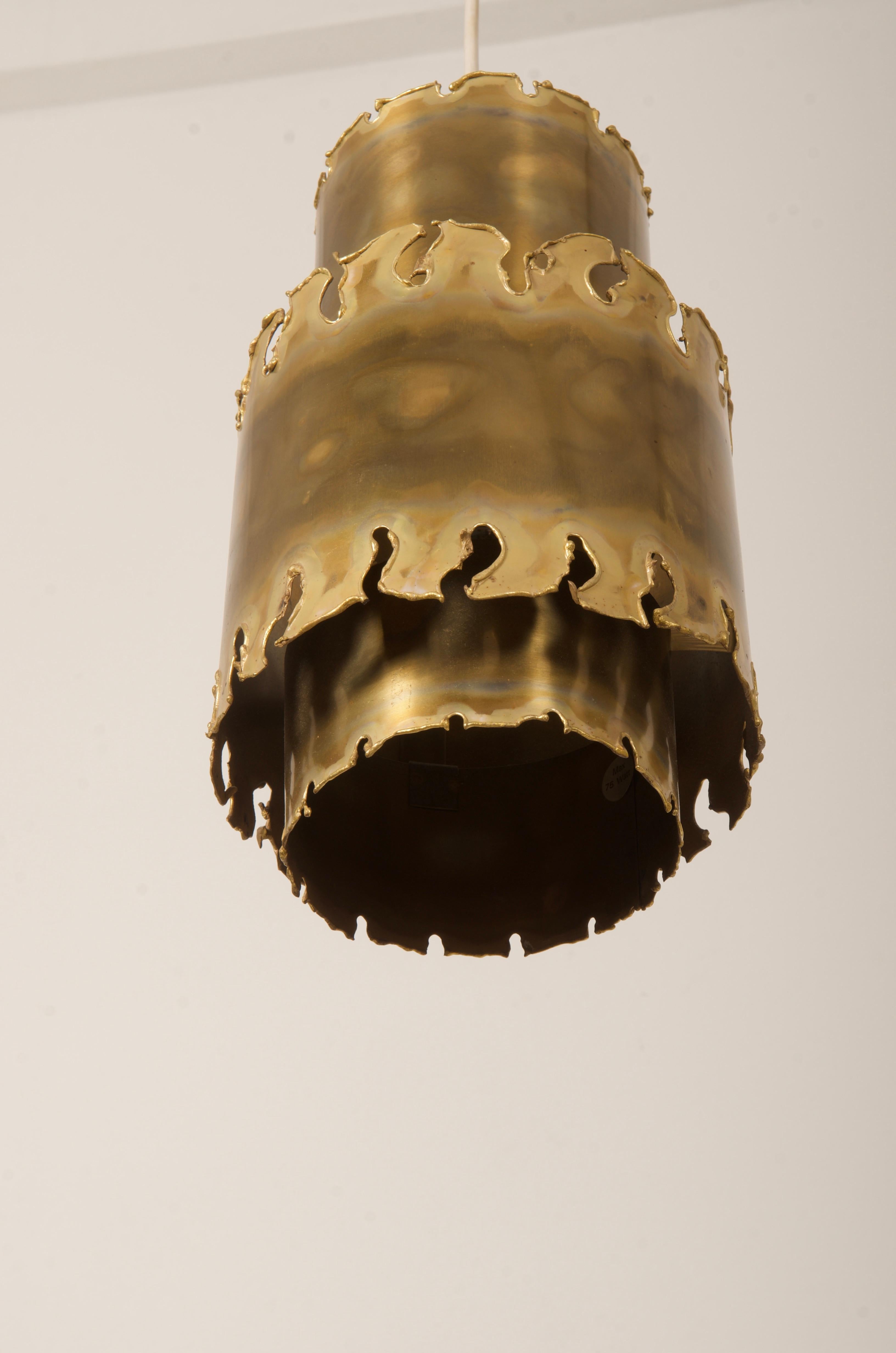 Mid-20th Century Brutalist Brass Pendant by Svend Aage Holm Sørensen For Sale