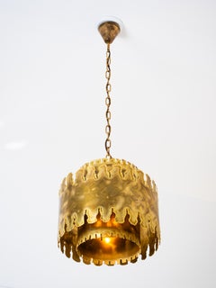 Brutalist Brass Pendant Lamp by Svend Aage Holm Sørensen, Denmark, 1960s