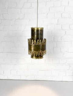 Brutalist Brass Pendant Light Svend Aage Holm Sorensen for Holm Sorensen Denmark