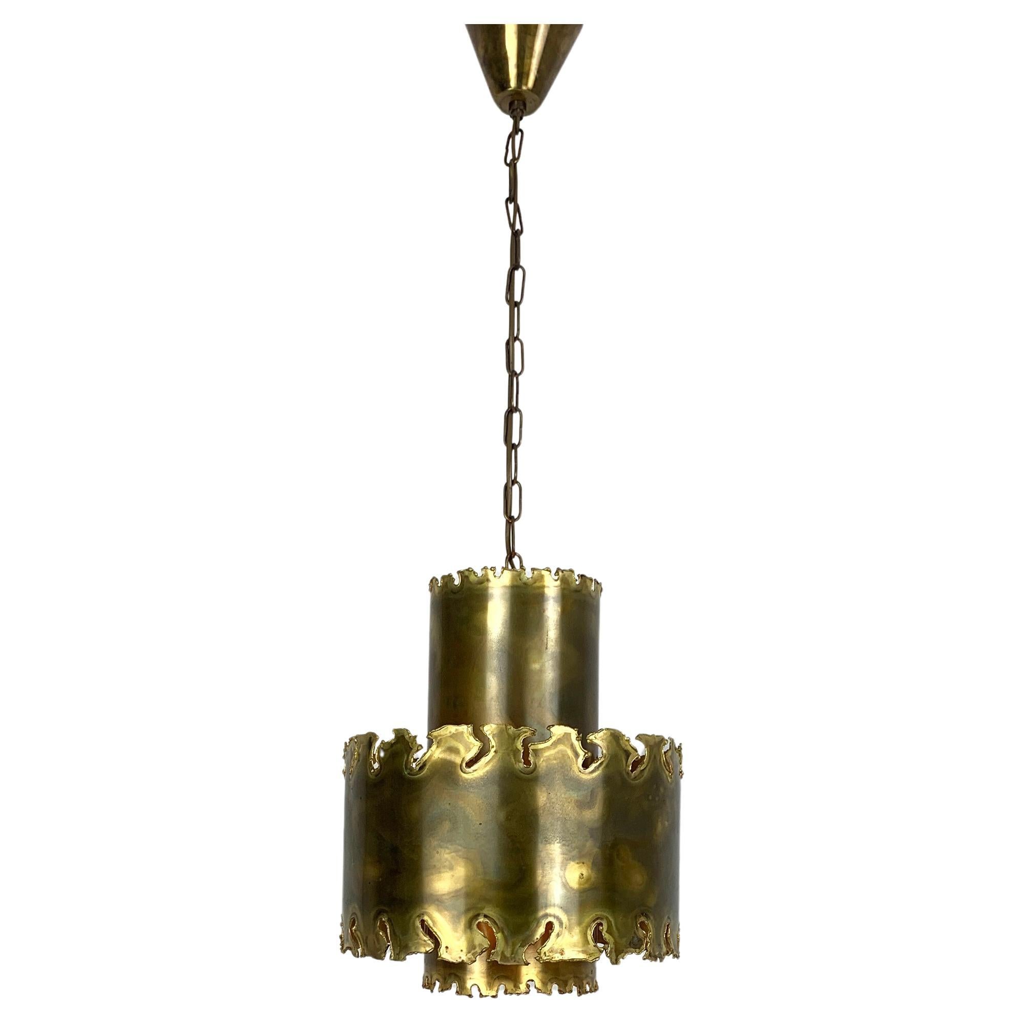 Brutalist Brass Pendant Light Svend Aage Holm Sorensen for Holm Sorensen Denmark