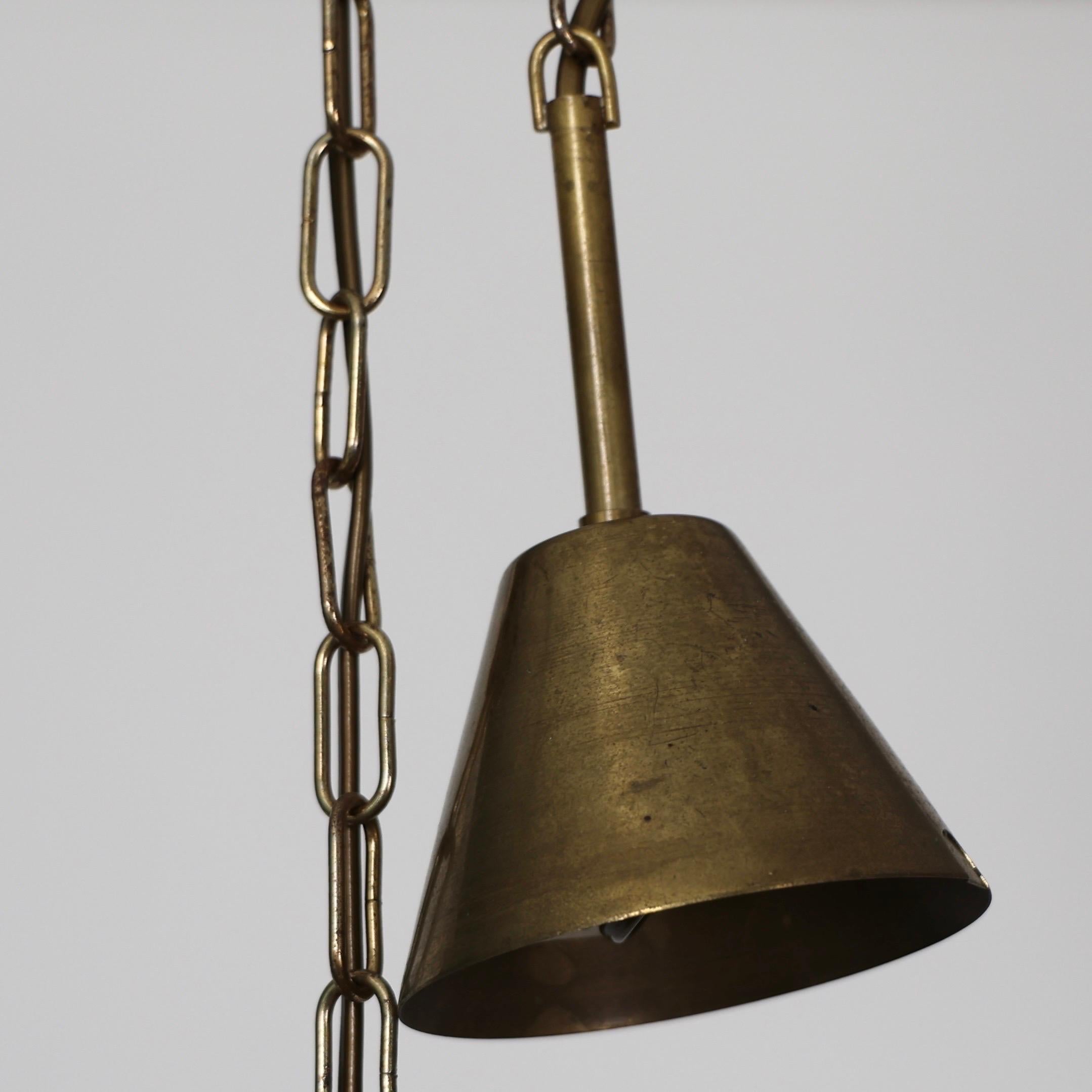 Brutalistische Messing-Pendelleuchten von Svend Aage Holm Sorensen, 1960er Jahre, Dänemark im Angebot 7