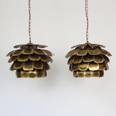 Lámparas colgantes brutalistas de latón de Svend Aage Holm Sorensen, años 60, Dinamarca