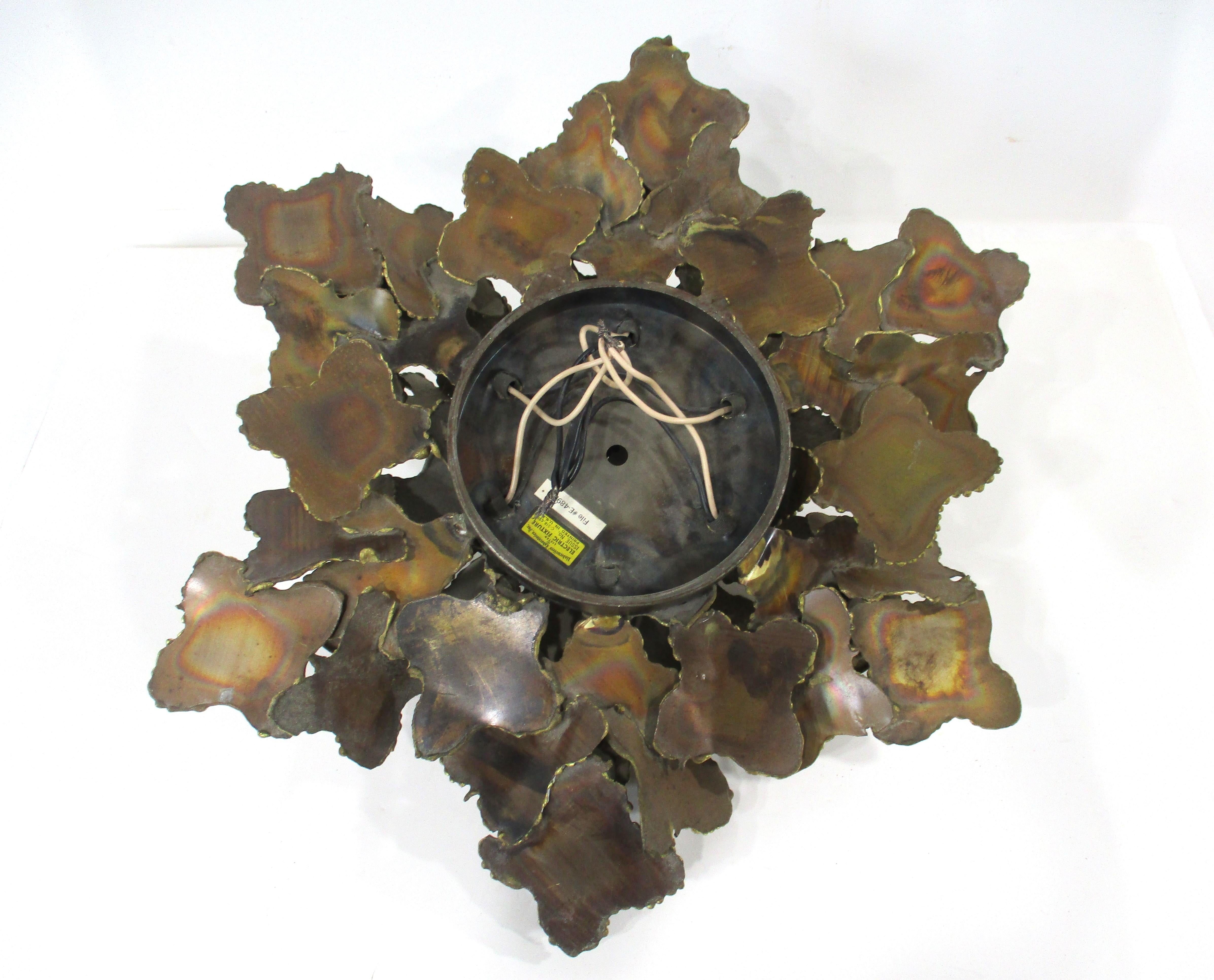 Brutalist Brass Sculptural Ceiling Light / Sconce by Tom Greene for Feldman 3