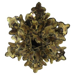 Brutalist Brass Sculptural Ceiling Light / Sconce by Tom Greene for Feldman