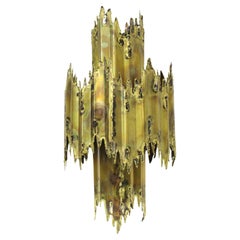 Jere styled Brutalist Brass Sculptural Chandelier by Tom Greene for Feldman