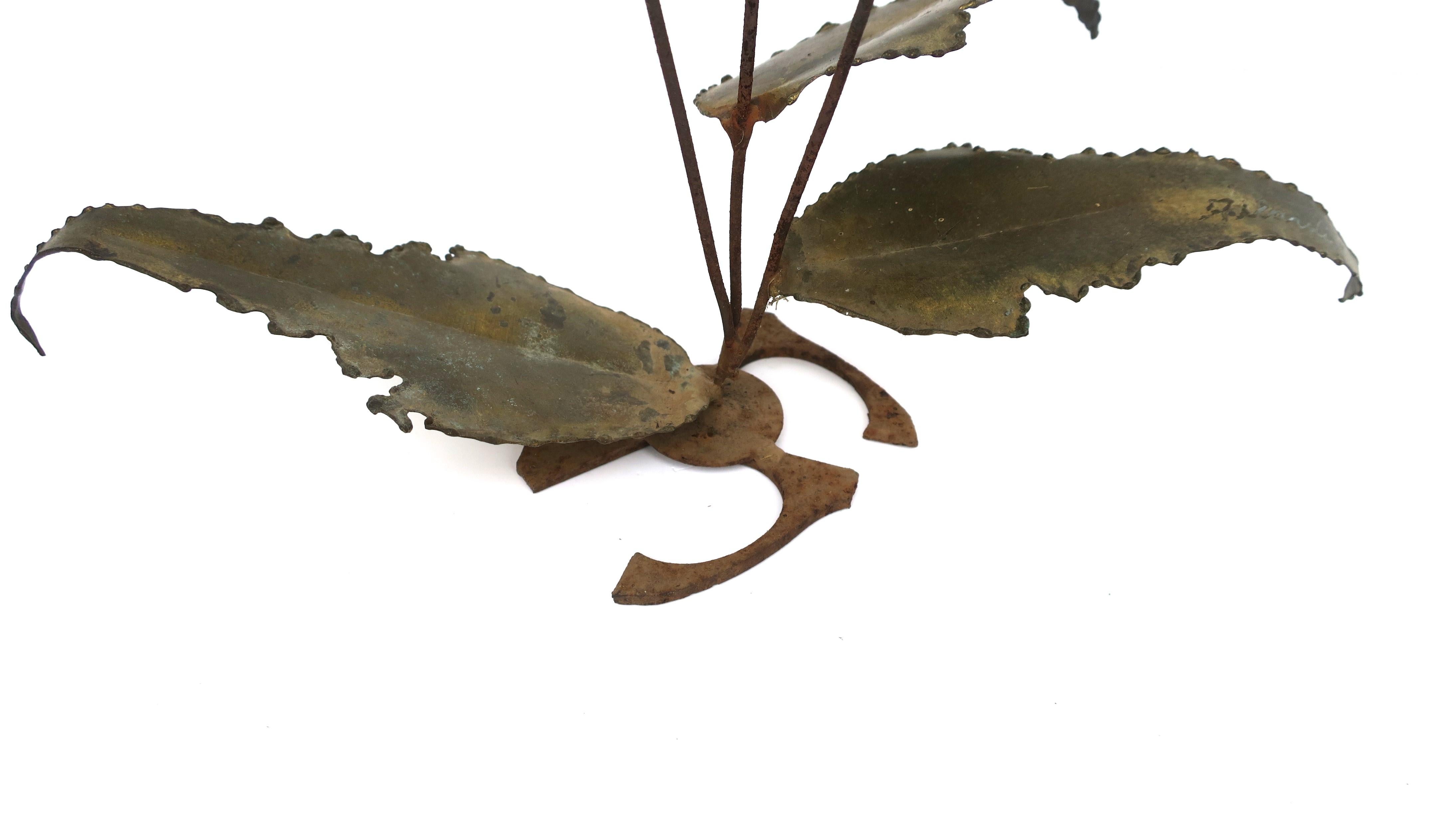 Brutalist Brass Sculpture of Flowers and Leaves in the Style of Silas and Jere For Sale 3
