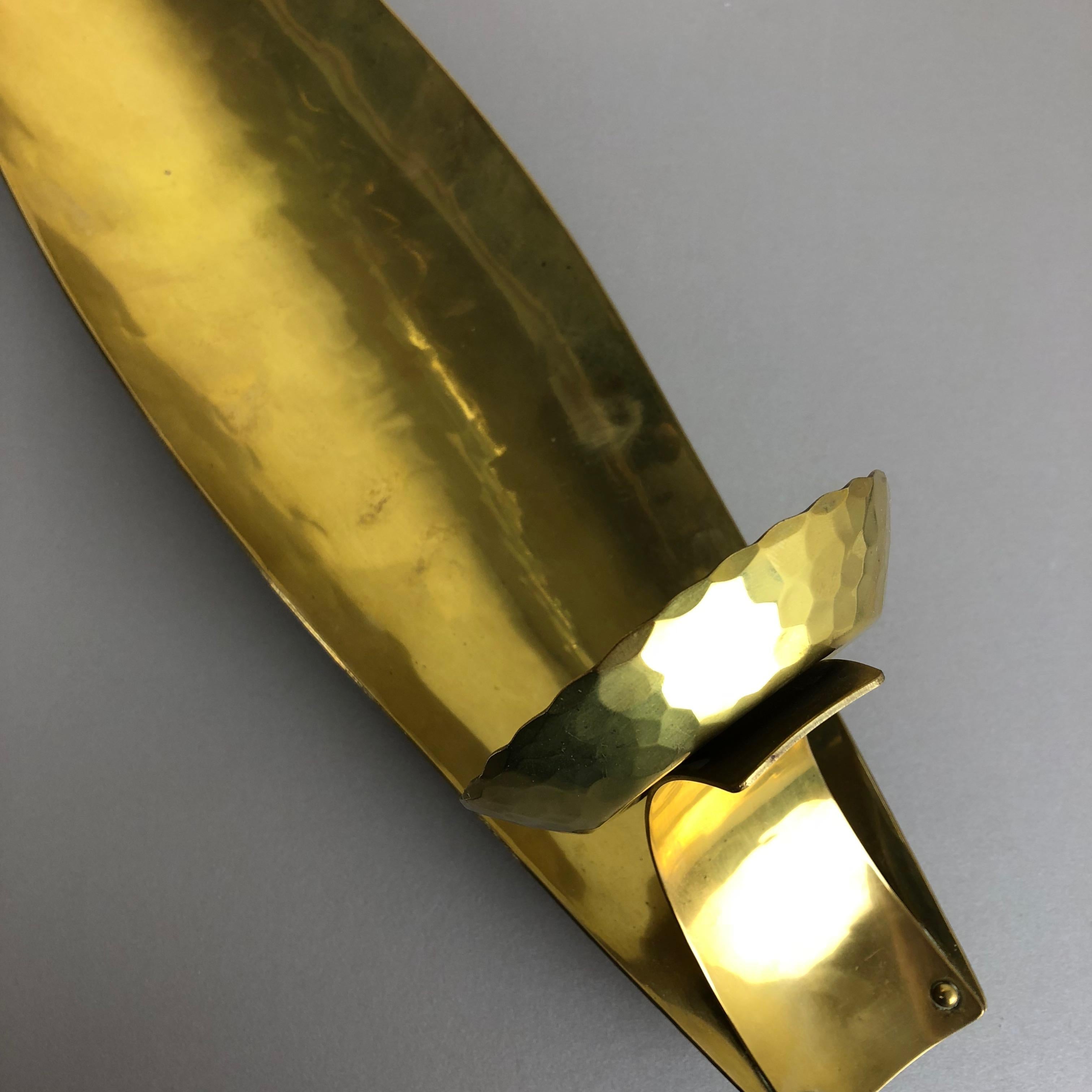 Brutalist Brass Wall Candleholder by Emil Funk KG, Germany, 1950s For Sale 4