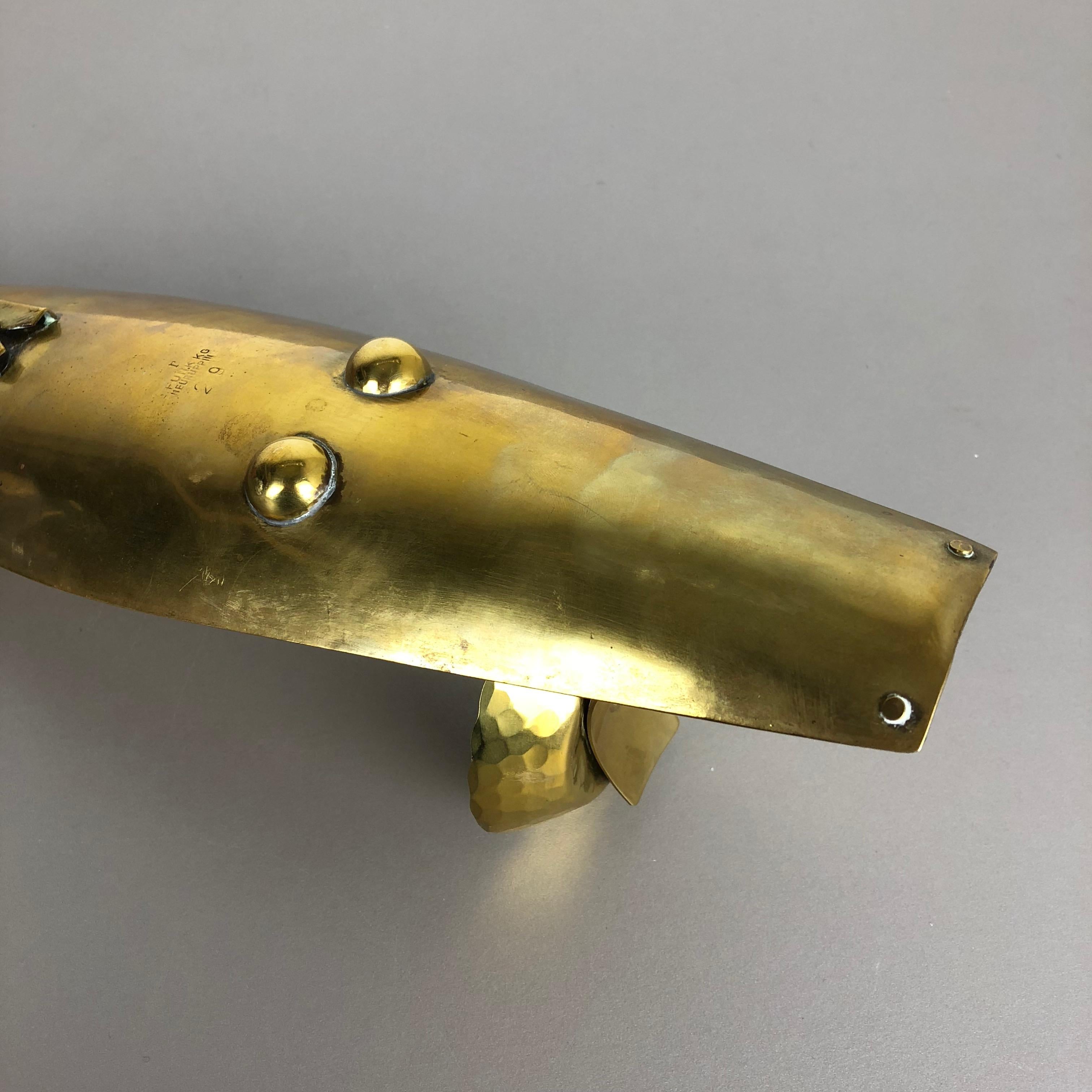 Brutalist Brass Wall Candleholder by Emil Funk KG, Germany, 1950s For Sale 5