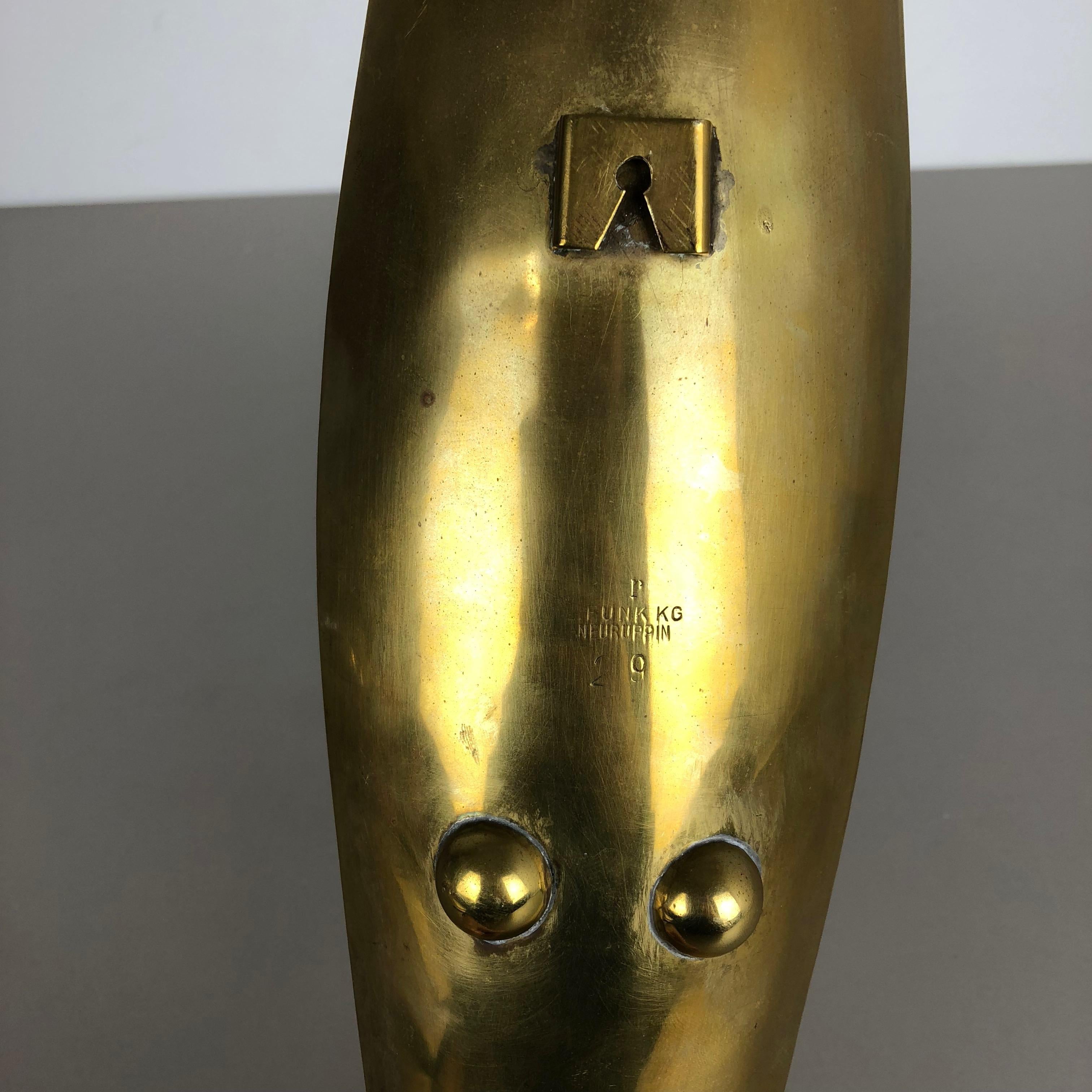 Brutalist Brass Wall Candleholder by Emil Funk KG, Germany, 1950s For Sale 7