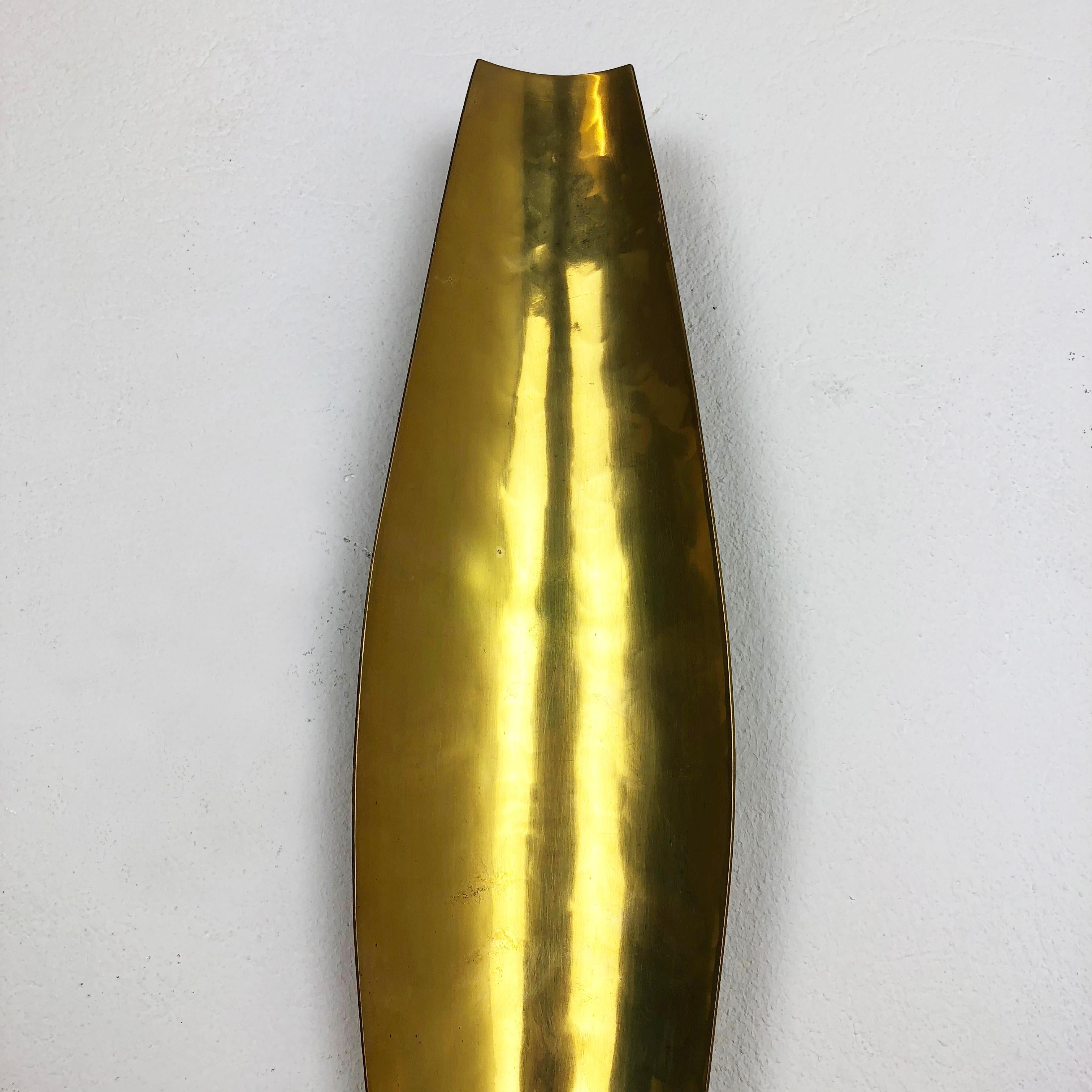 Mid-Century Modern Brutalist Brass Wall Candleholder by Emil Funk KG, Germany, 1950s For Sale