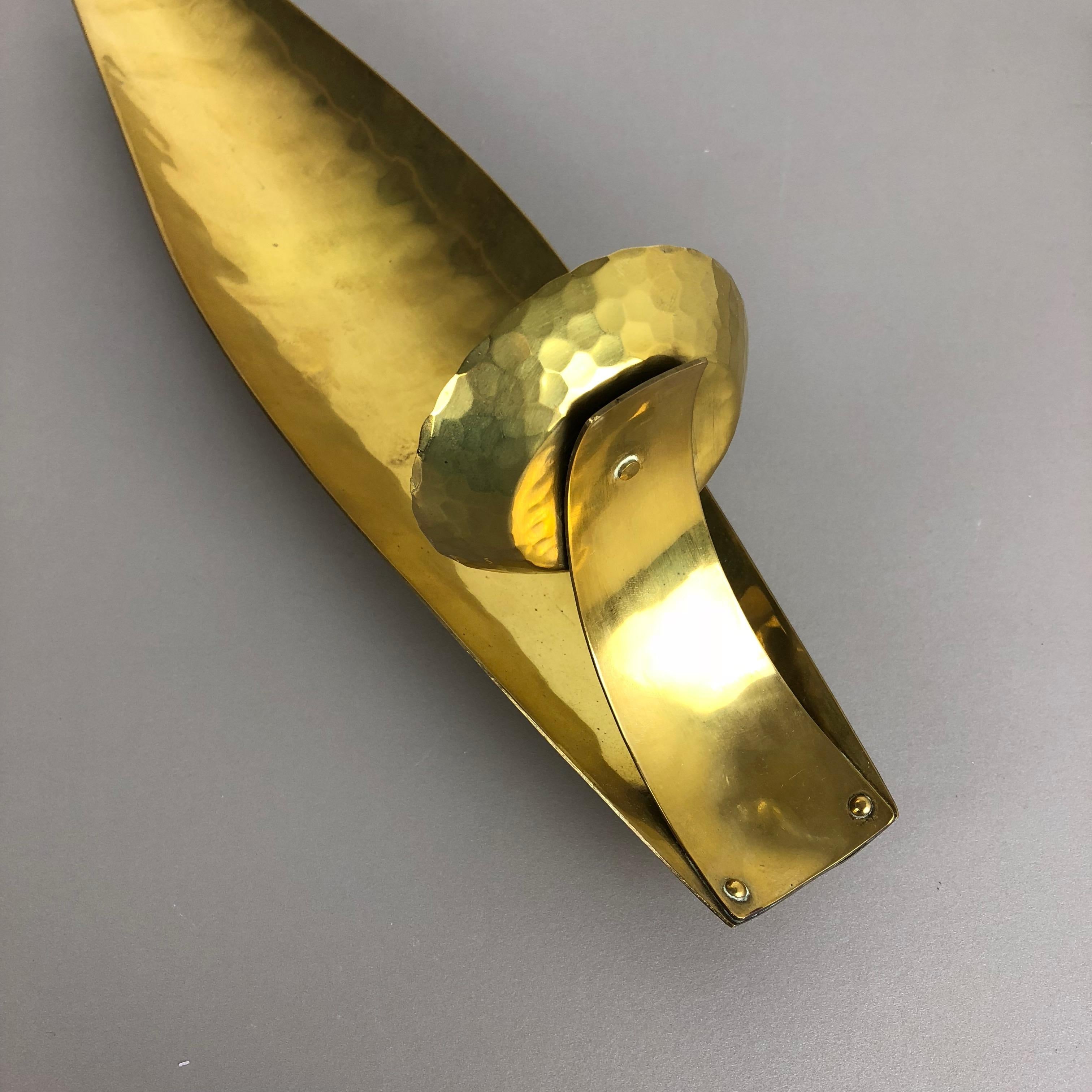 20th Century Brutalist Brass Wall Candleholder by Emil Funk KG, Germany, 1950s For Sale