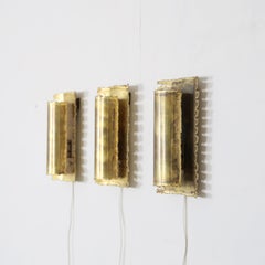 Lampade da parete in ottone in stile brutalista di Svend Aage Holm Sorensen, anni '60, Danimarca