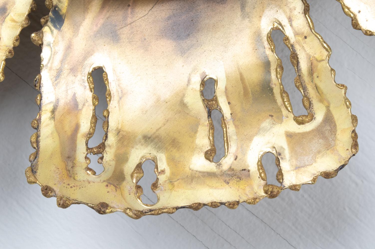 Danish Brutalist Brass Wall Sconce 