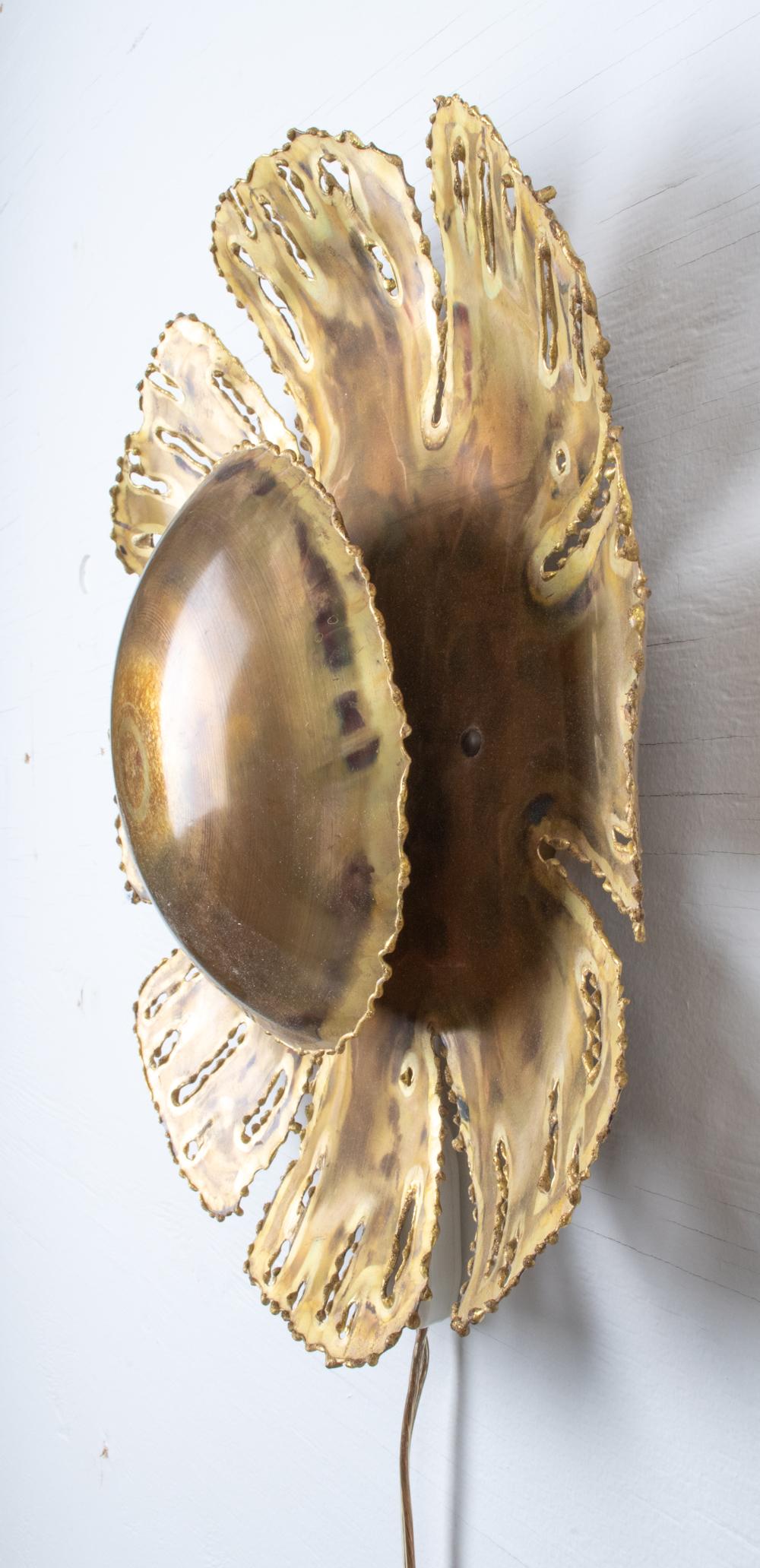 Mid-20th Century Brutalist Brass Wall Sconce 