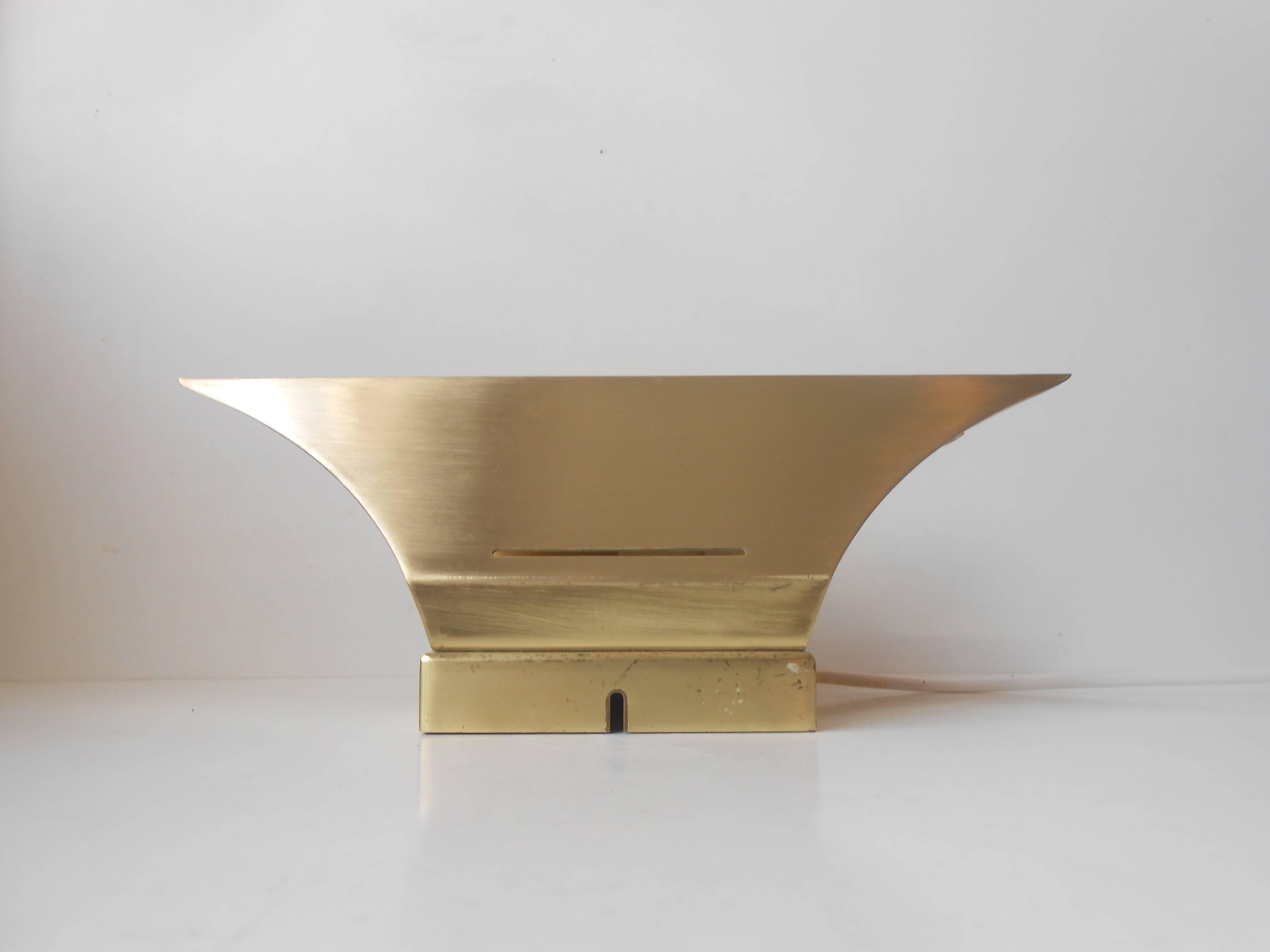 Mid-Century Modern Brutalist Brass Wall Sconce 'Gothic' by Lyfa, Denmark, 1960s For Sale