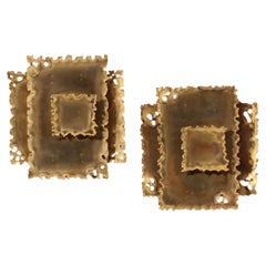 Brutalist Brass Wall Sconces by Holm Sørensen, Set of 2
