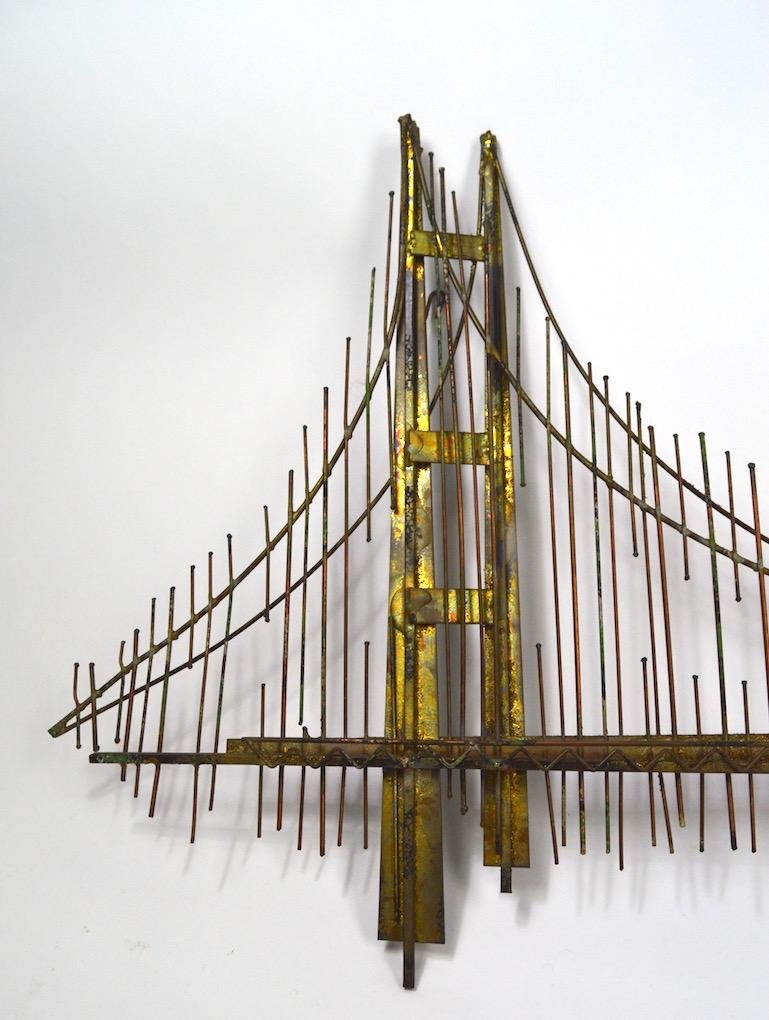 Brass Brutalist Bridge Sculpture by Jere