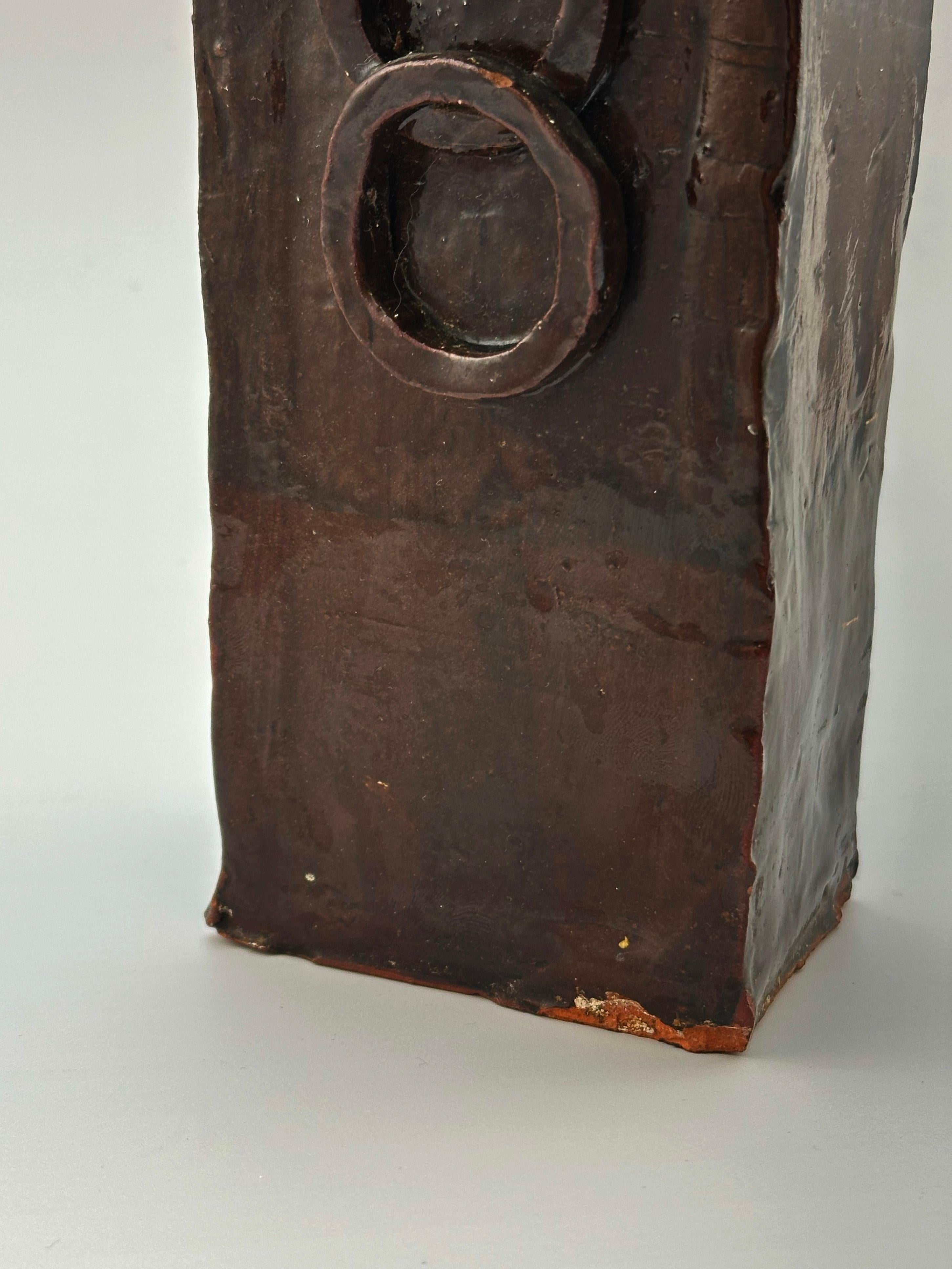 Brutalistische britische Studio Pottery Vase, Tenmoku-Glasur, ca. 1970er Jahre (Britisch) im Angebot