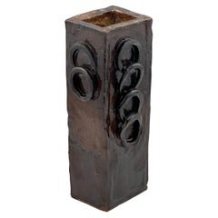 Brutalistische britische Studio Pottery Vase, Tenmoku-Glasur, ca. 1970er Jahre