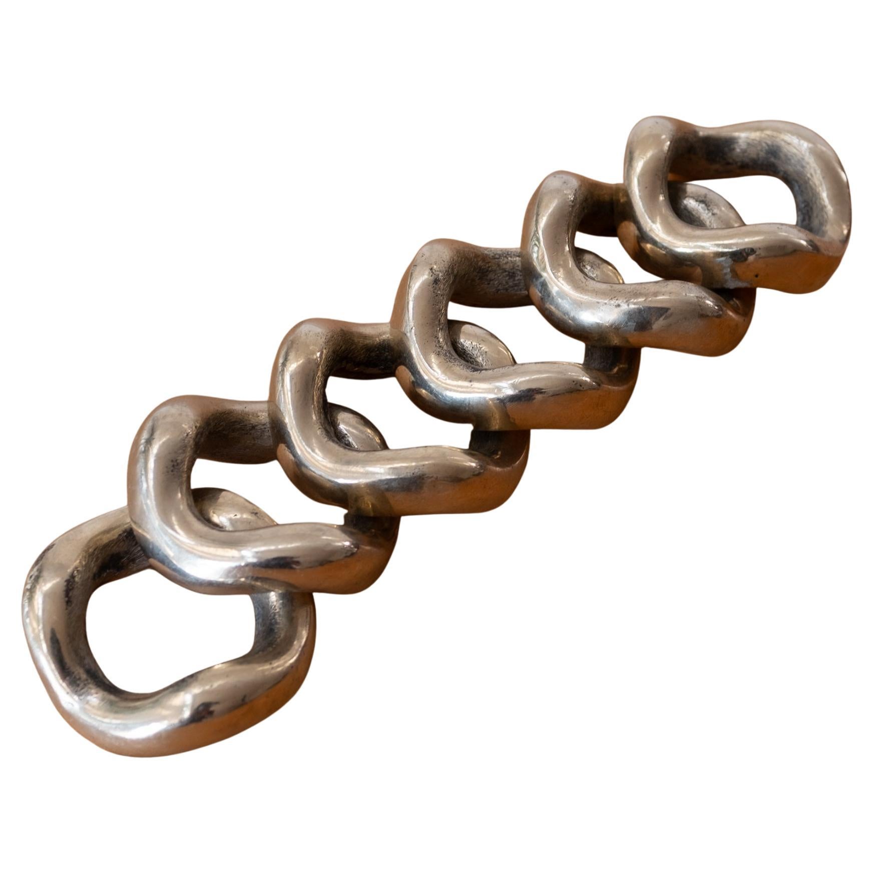 Brutalistische Bronze 1970er Jahre skulpturale Serviettenringe Satz von 6