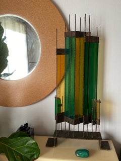 Brutalist Bronze and Glass Sculpture