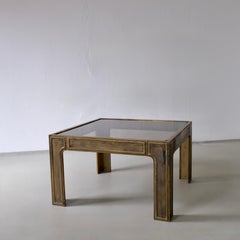 Brutalist Bronze and Glass Square Coffee Table, 1970s