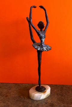 Brutalist Bronze Ballerina Sculpture