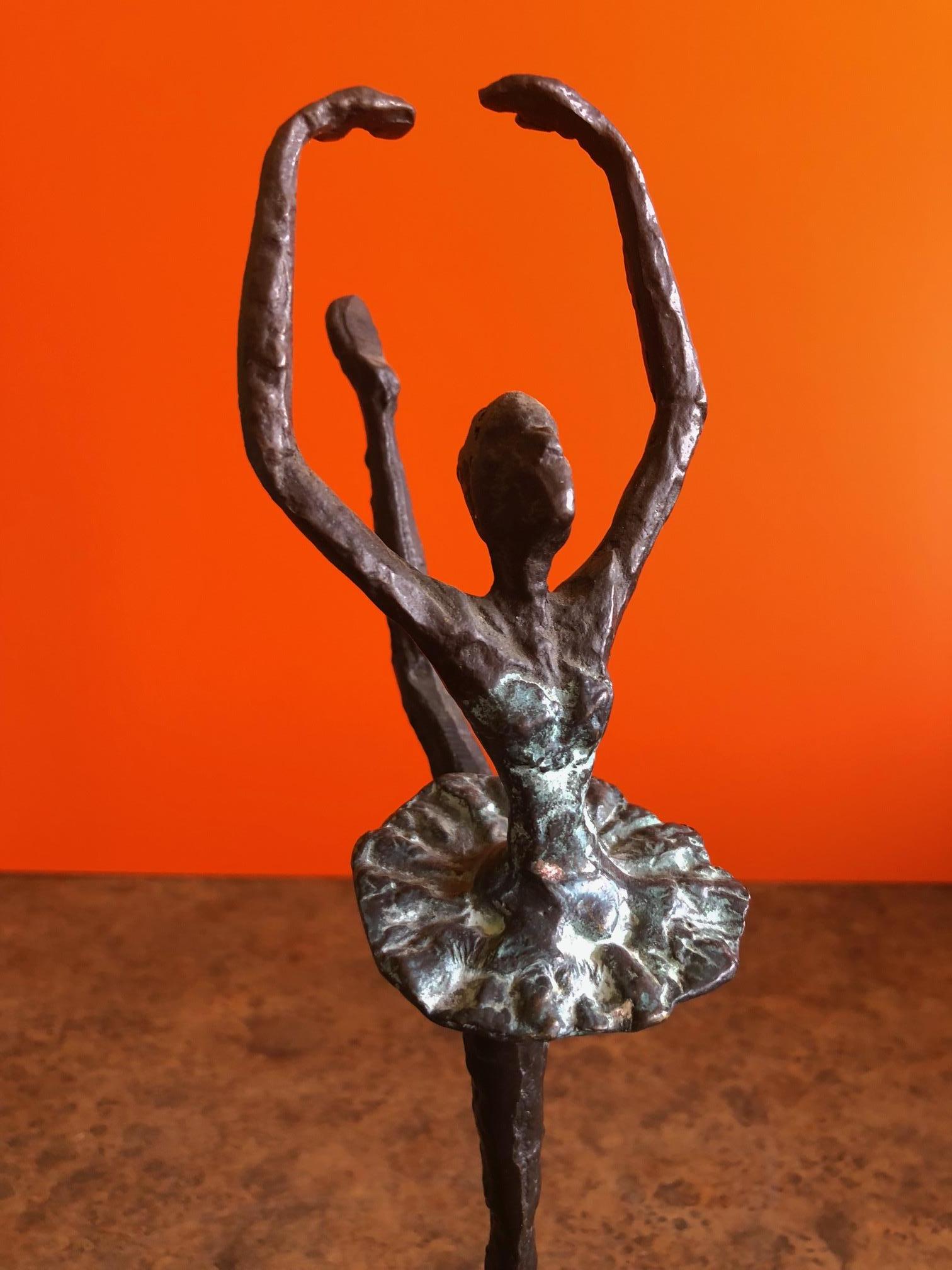 Brutalist Bronze Ballerina Sculpture In Good Condition In San Diego, CA