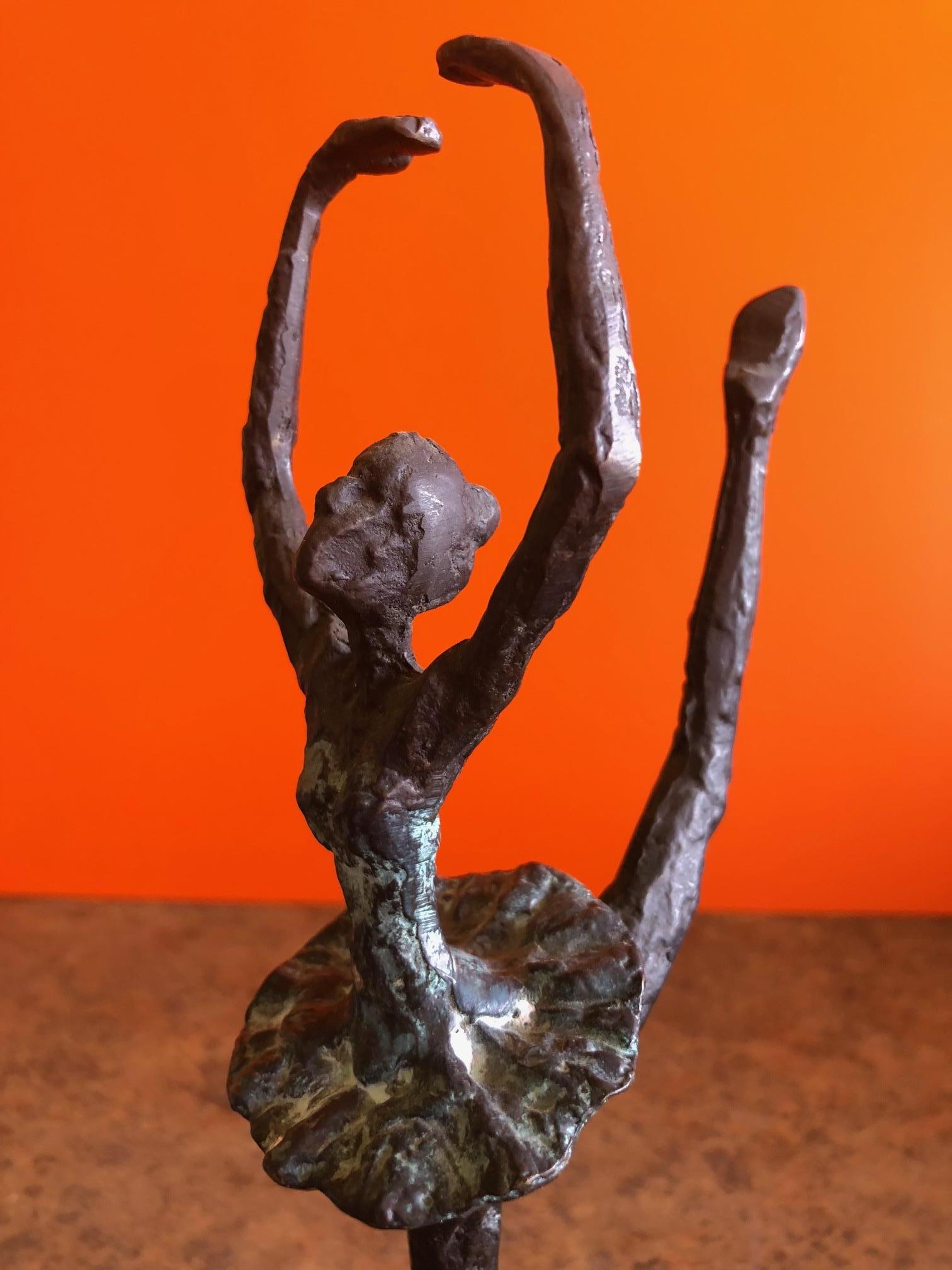 20th Century Brutalist Bronze Ballerina Sculpture
