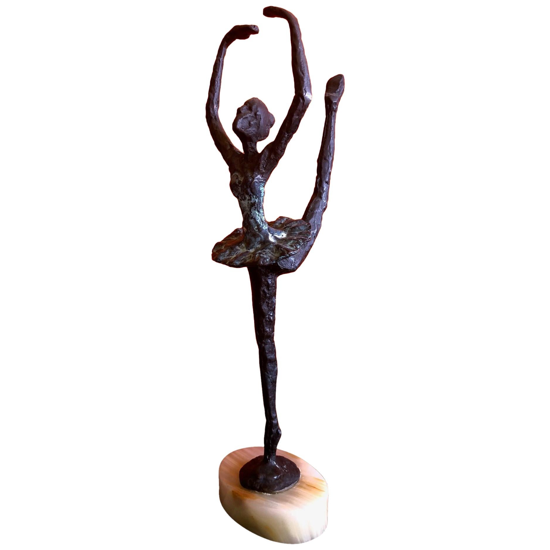 Brutalist Bronze Ballerina Sculpture