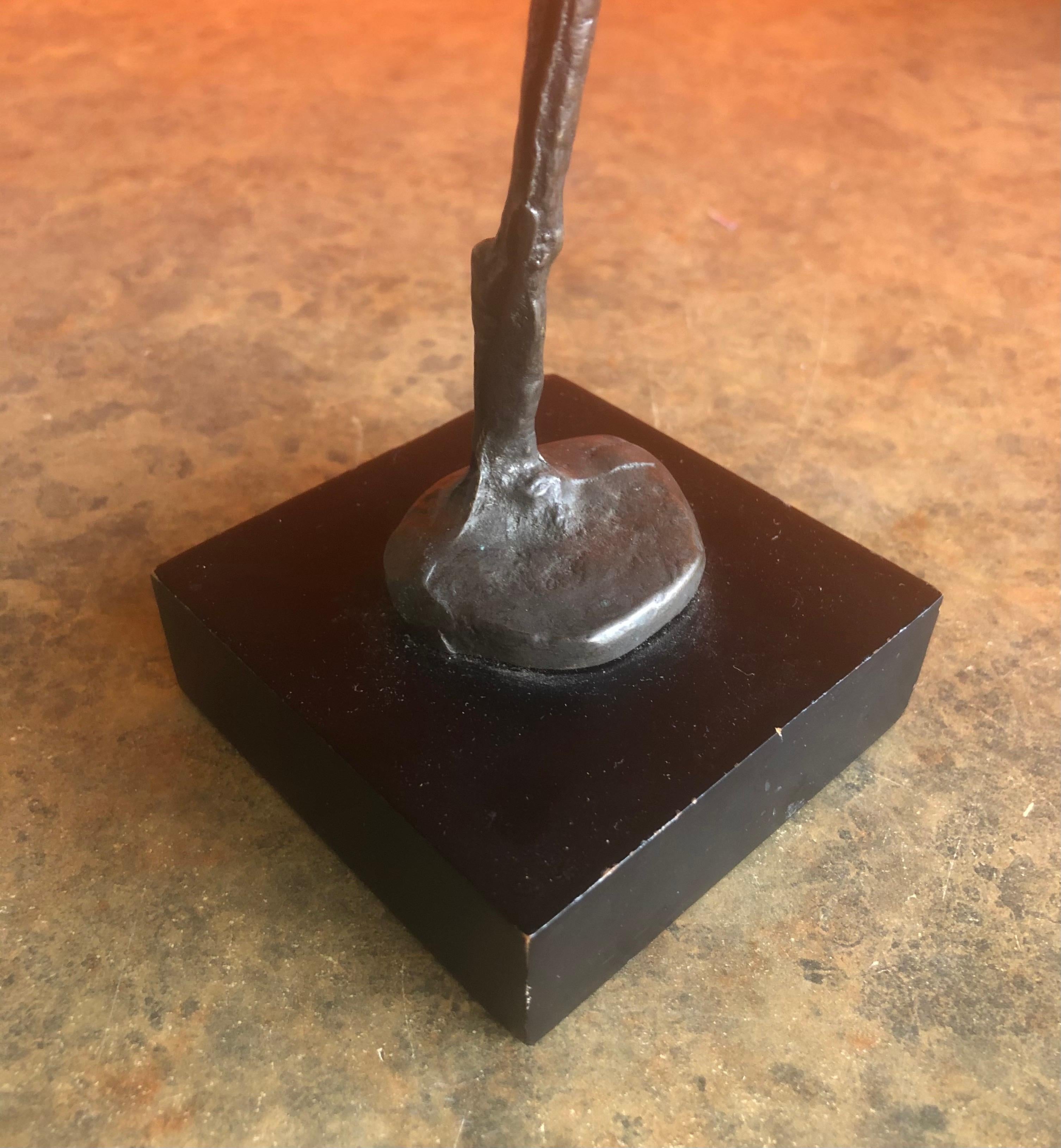 Brutalist Bronze Ballerina Sculpture on Wood Base 6