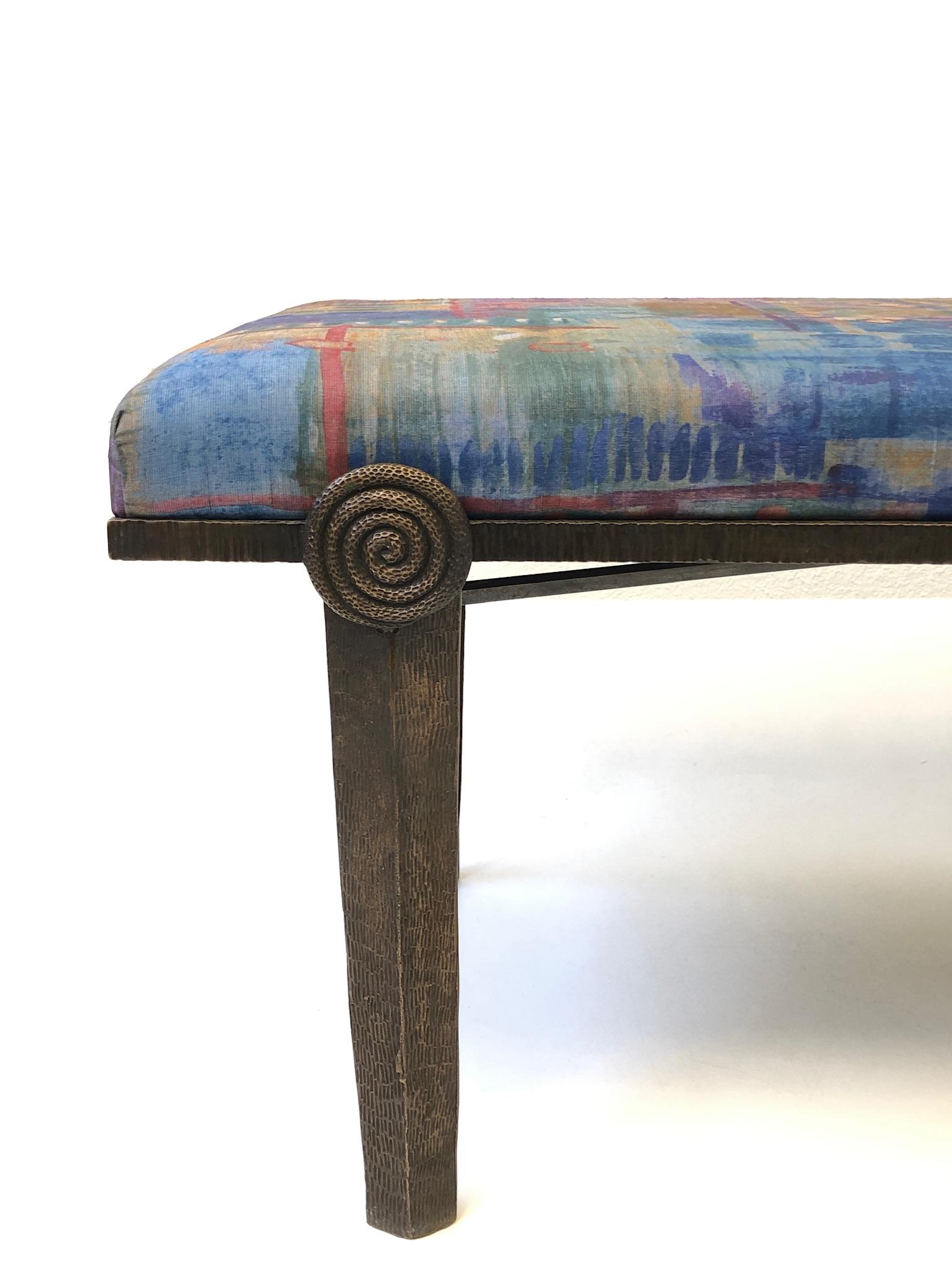 Late 20th Century Brutalist Bronze Bench by Tom Corbin  For Sale